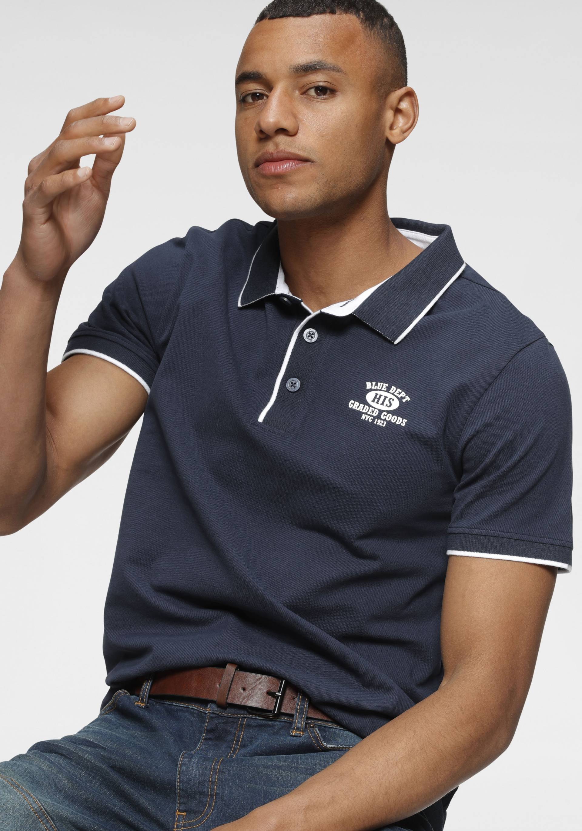 H.I.S Poloshirt, Kurzarm, schmal geschnitten, mit Polokragen, aus Piqué-Stoff H.I.S Poloshirt, Kurzarm, schmal geschnitten, mit Polokragen, aus Piqué-Stoff von H.I.S