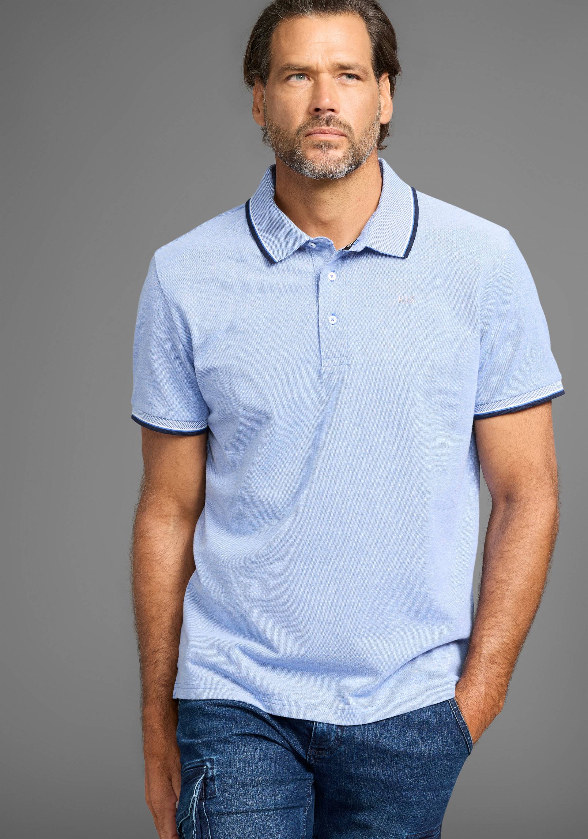 H.I.S Poloshirt, mit sportlichen Kontraststreifen & Logo-Stickerei H.I.S Poloshirt, mit sportlichen Kontraststreifen & Logo-Stickerei von H.I.S