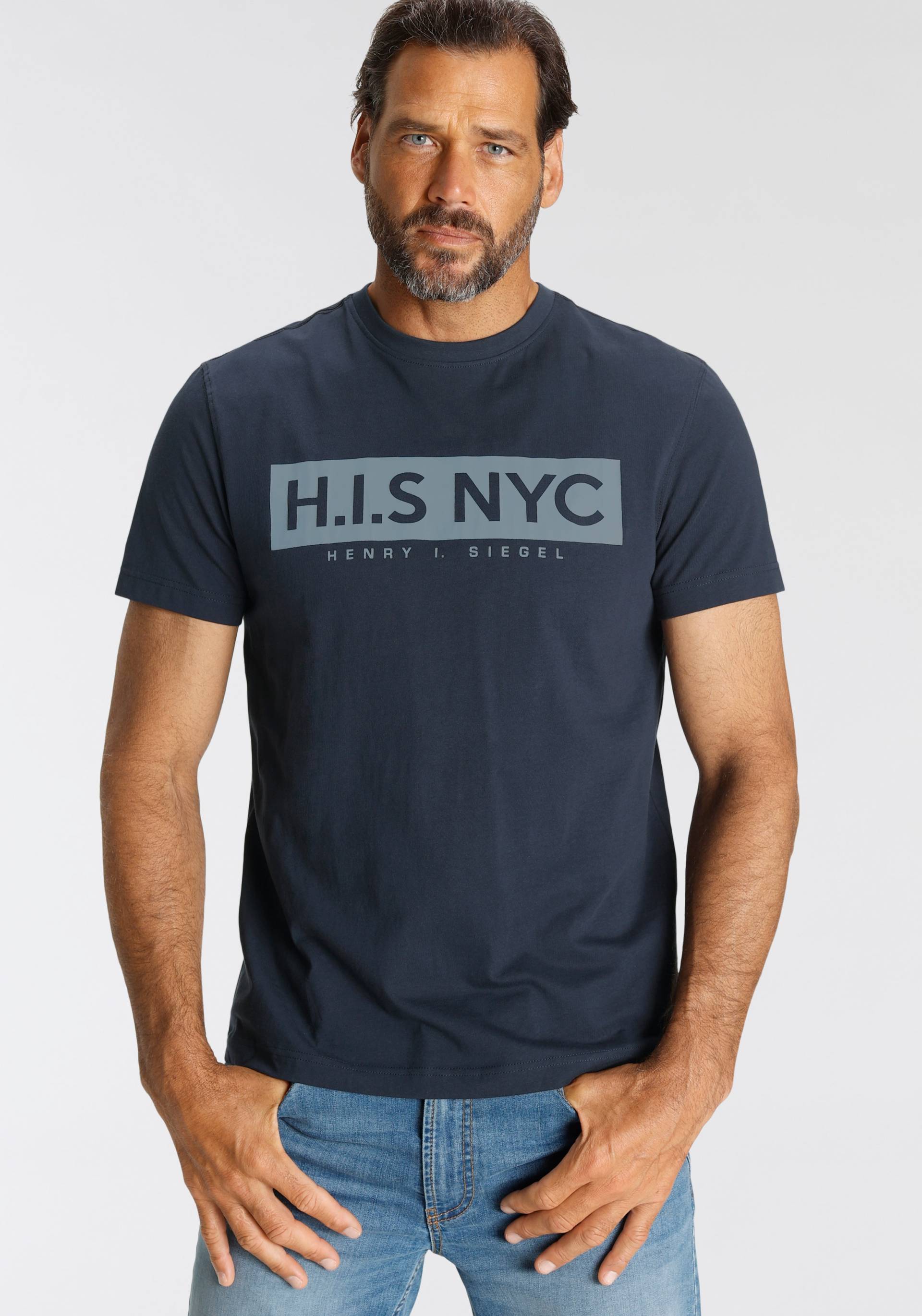 H.I.S Rundhalsshirt, schmale Passform, bedrucktes Design, aus 100% Baumwolle von H.I.S