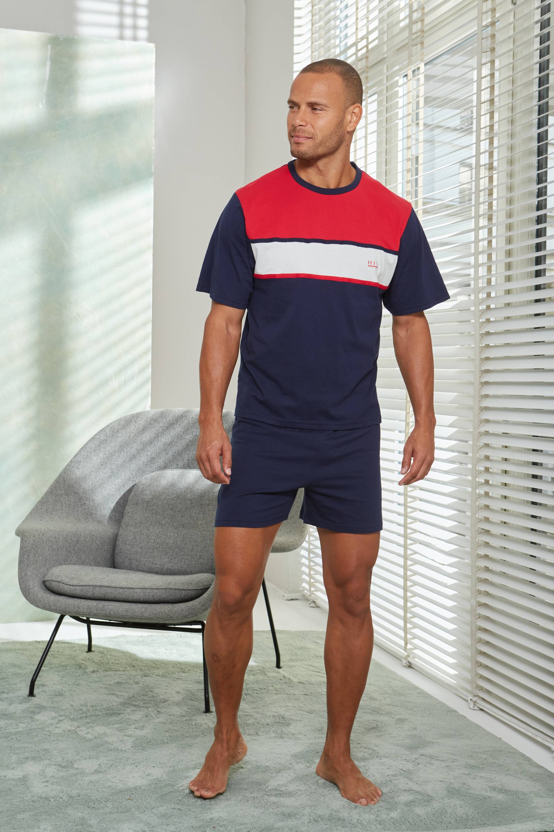 H.I.S Pyjama, (2 tlg., 1 Stück), Schlafanzug mit breitem Streifen H.I.S Pyjama, (2 tlg., 1 Stück), Schlafanzug mit breitem Streifen von H.I.S
