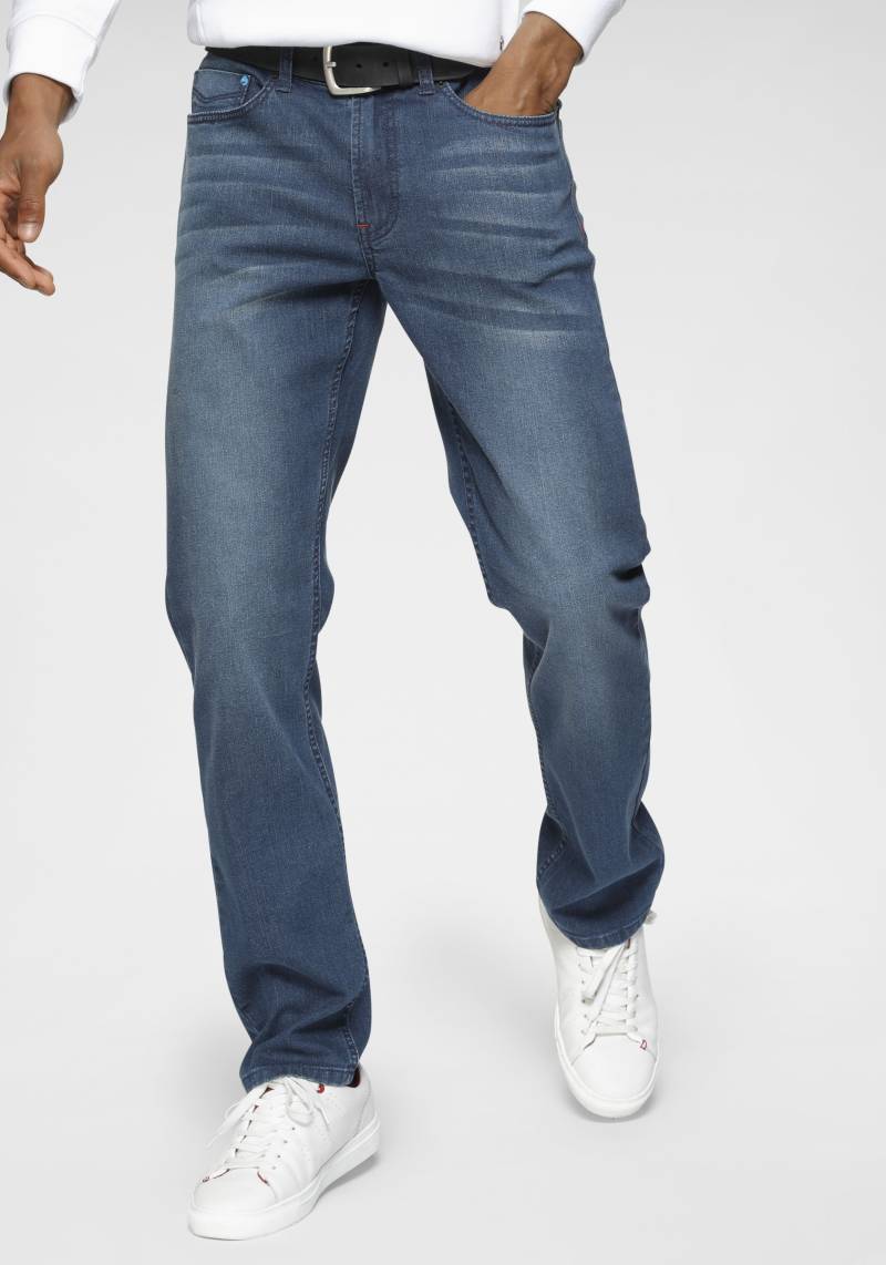 H.I.S Slim-fit-Jeans »FLUSH«, schmale Beinform, mit Used-Effekten, niedrige Leibhöhe von H.I.S