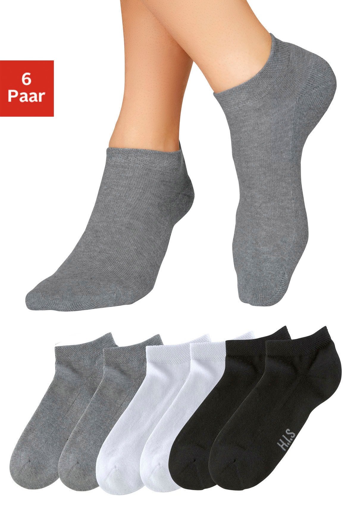 H.I.S Sneakersocken, (Packung, 6 Paar), mit weicher Frotteesohle von H.I.S