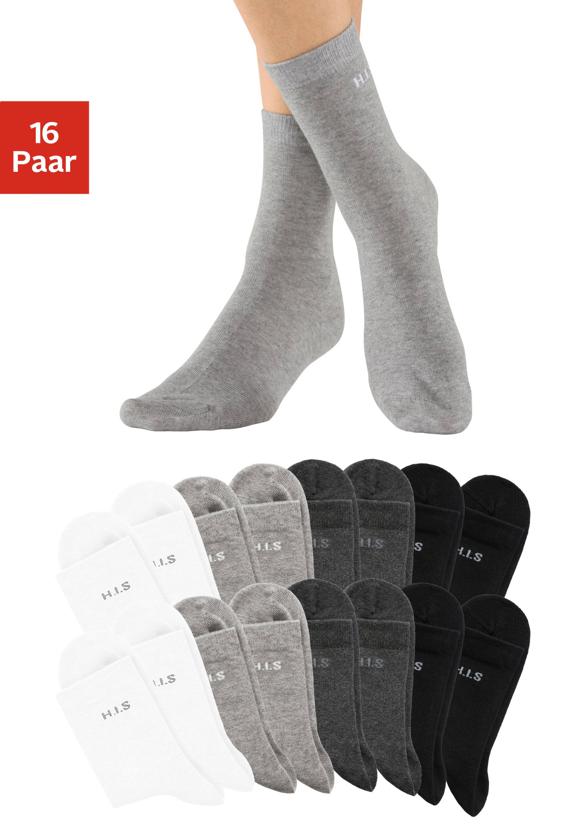 H.I.S Socken, (Packung, 16 Paar), mit eingestricktem Markenlogo von H.I.S