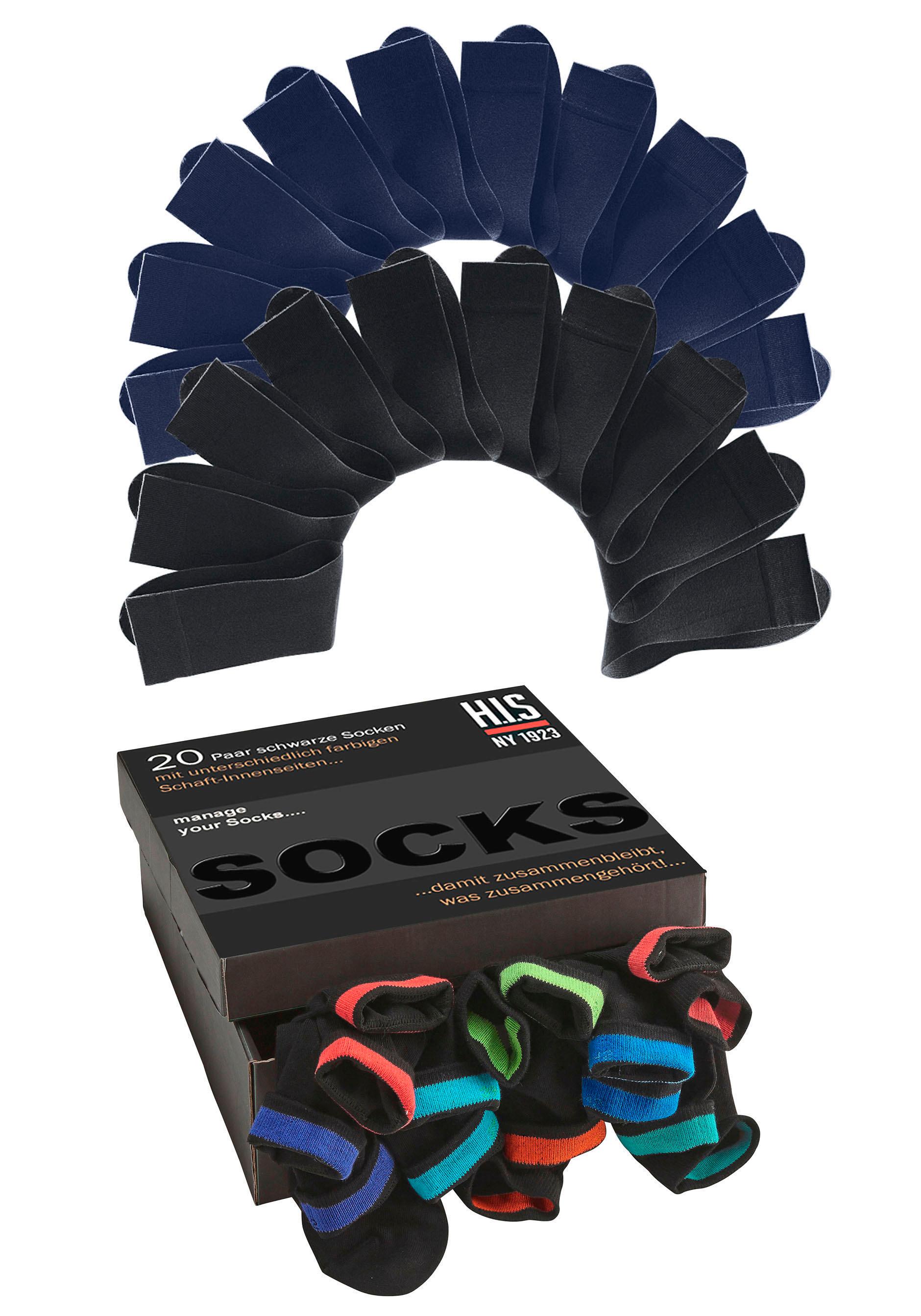 H.I.S Socken, (Box, 20 Paar), in praktischer Geschenkbox von H.I.S