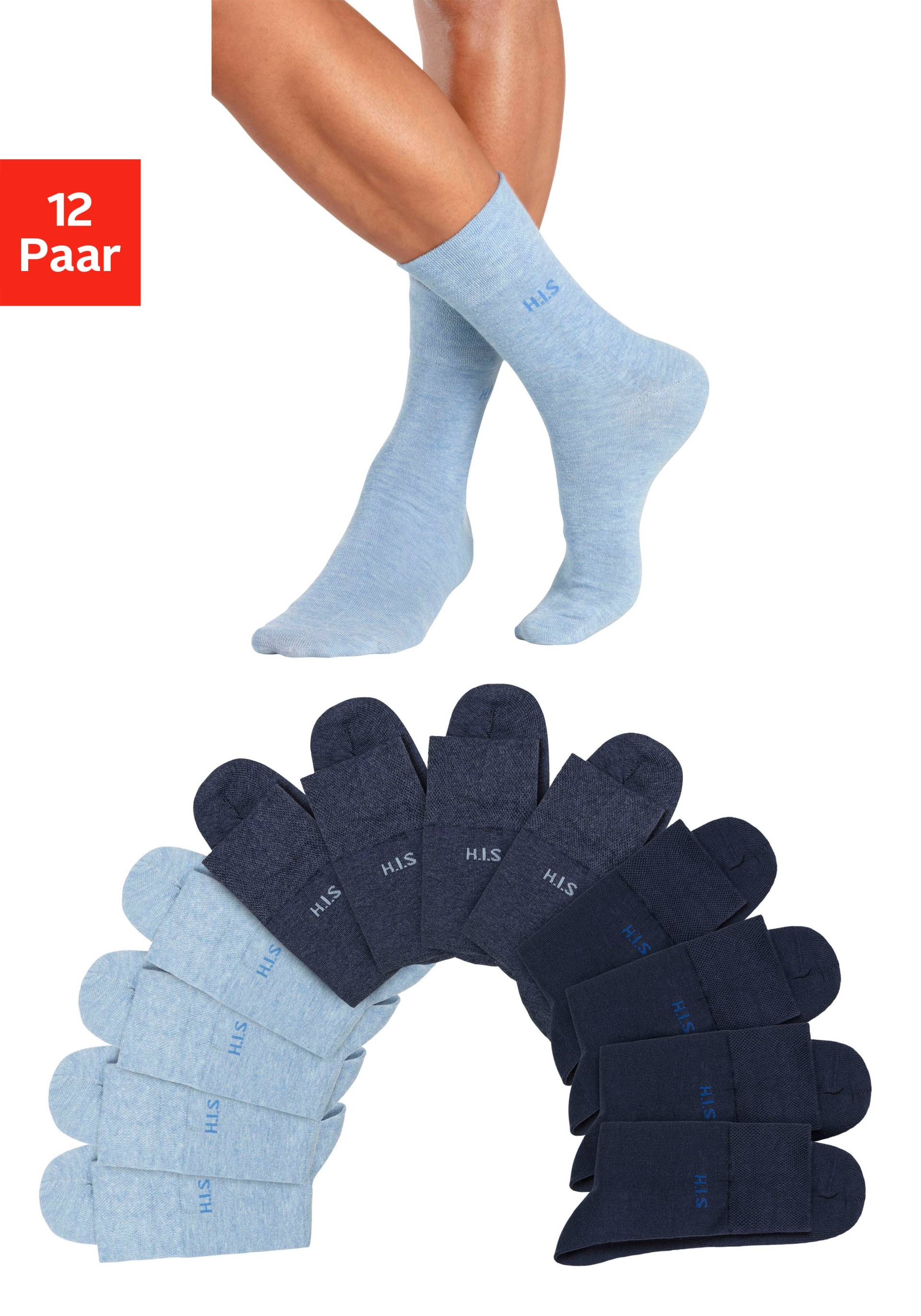 H.I.S Socken, (Packung, 12 Paar), ohne einschneidendes Gummi von H.I.S