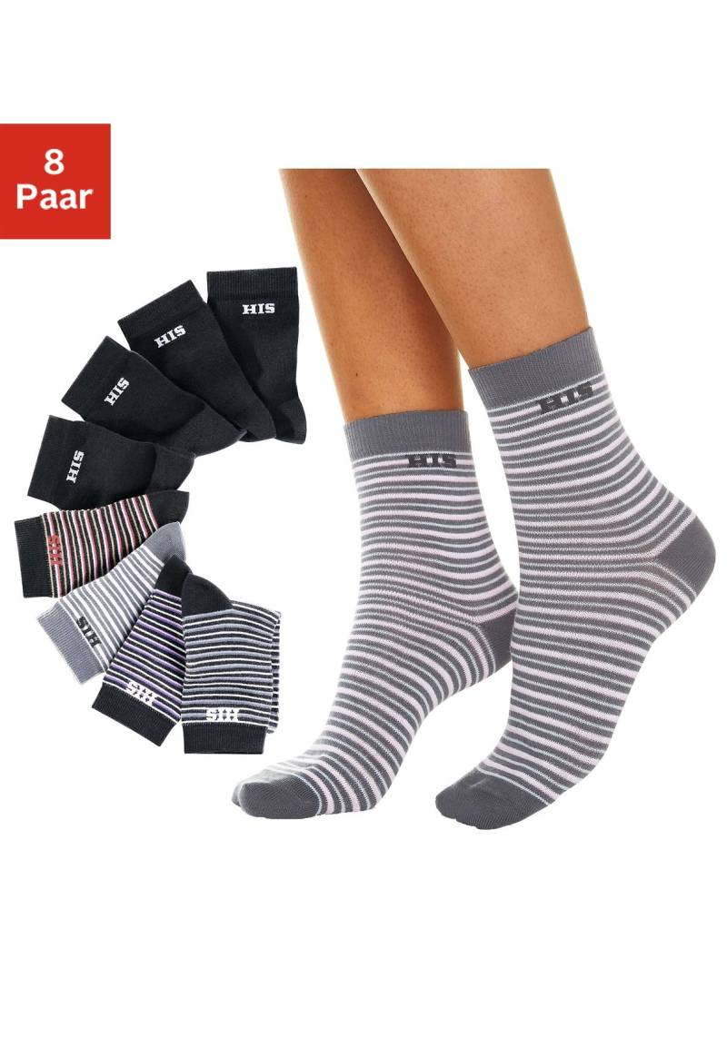 H.I.S Socken, (Packung, 8 Paar), geringelt und unifarben von H.I.S