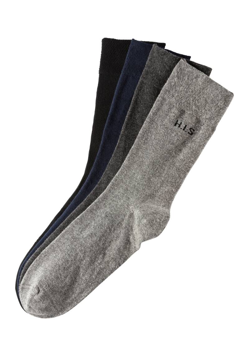 H.I.S Socken, (Packung, 4 Paar), mit druckfreiem Bündchen von H.I.S