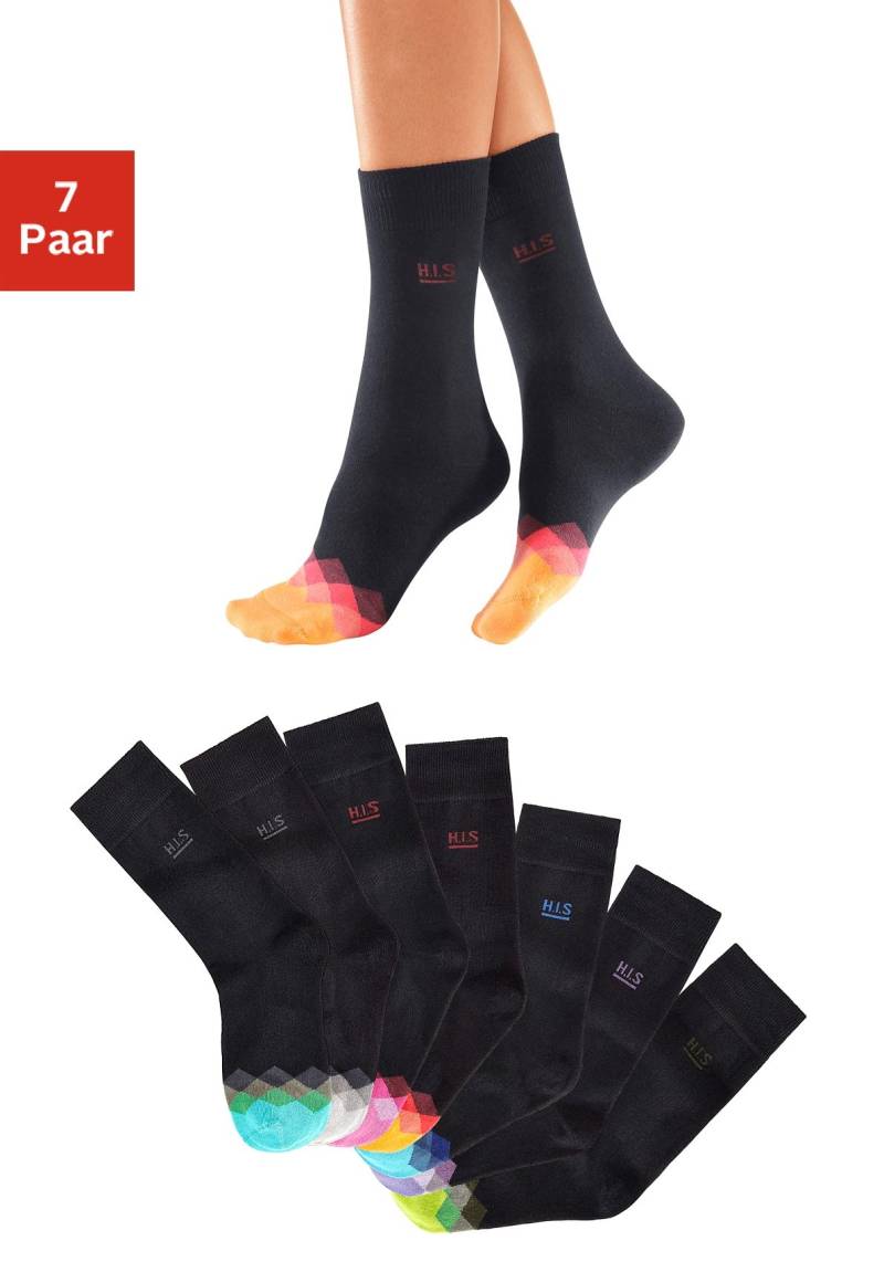 H.I.S Socken, (Packung, 7 Paar), mit bunt gemusterter Spitze von H.I.S