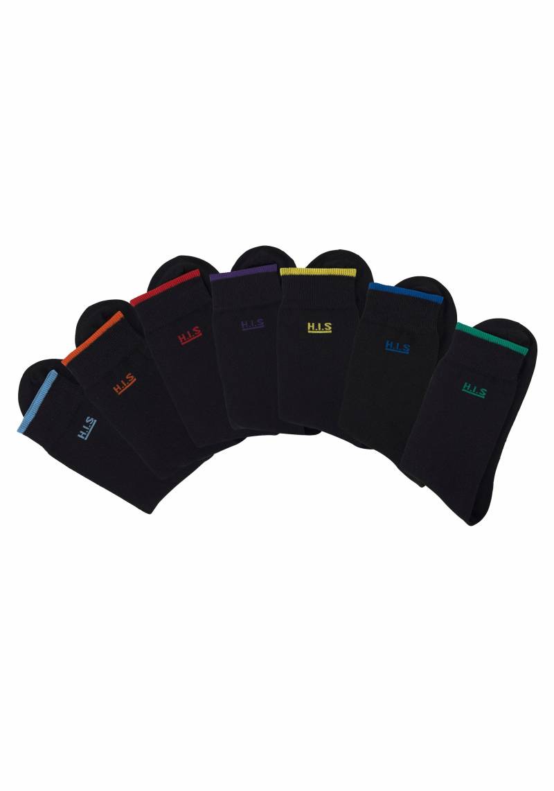 H.I.S Socken, (Packung, 7 Paar), mit farbigen Bündchen von H.I.S