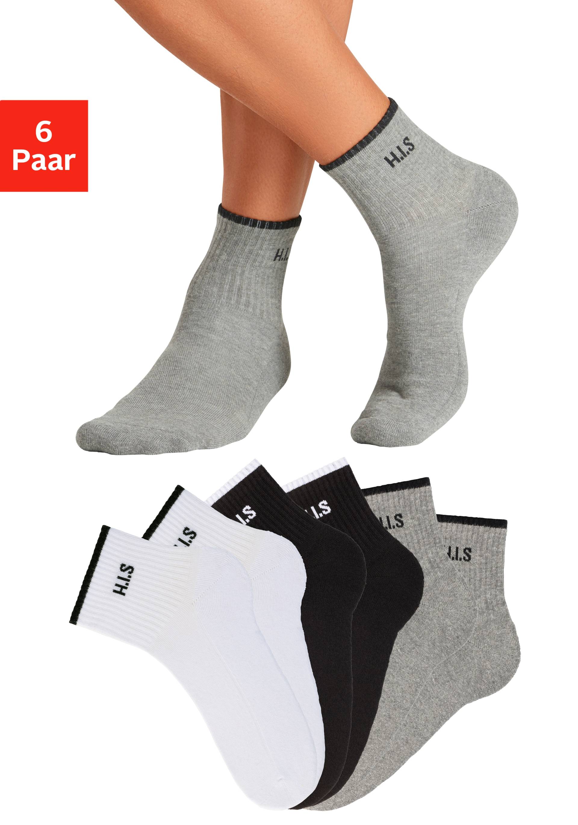 H.I.S Sportsocken, (Packung, 6 Paar), Kurzsocken mit Frottee & verstärkten Belastungszonen von H.I.S