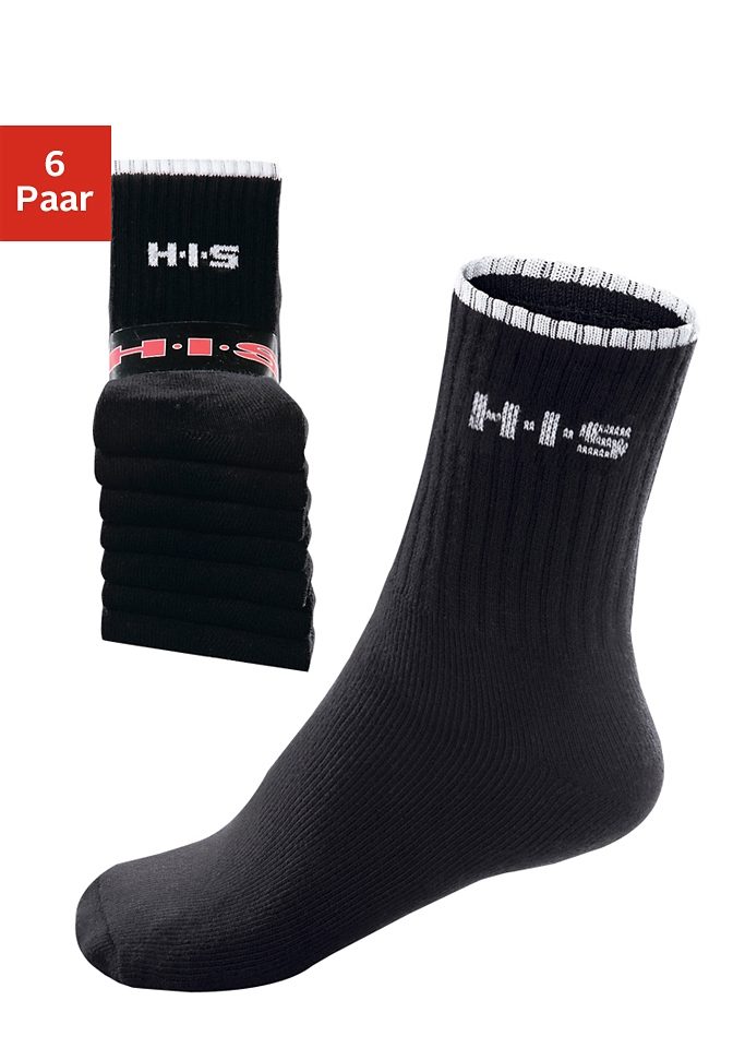 H.I.S Sportsocken, (Packung, 6 Paar), mit Frottee & verstärkten Belastungszonen von H.I.S