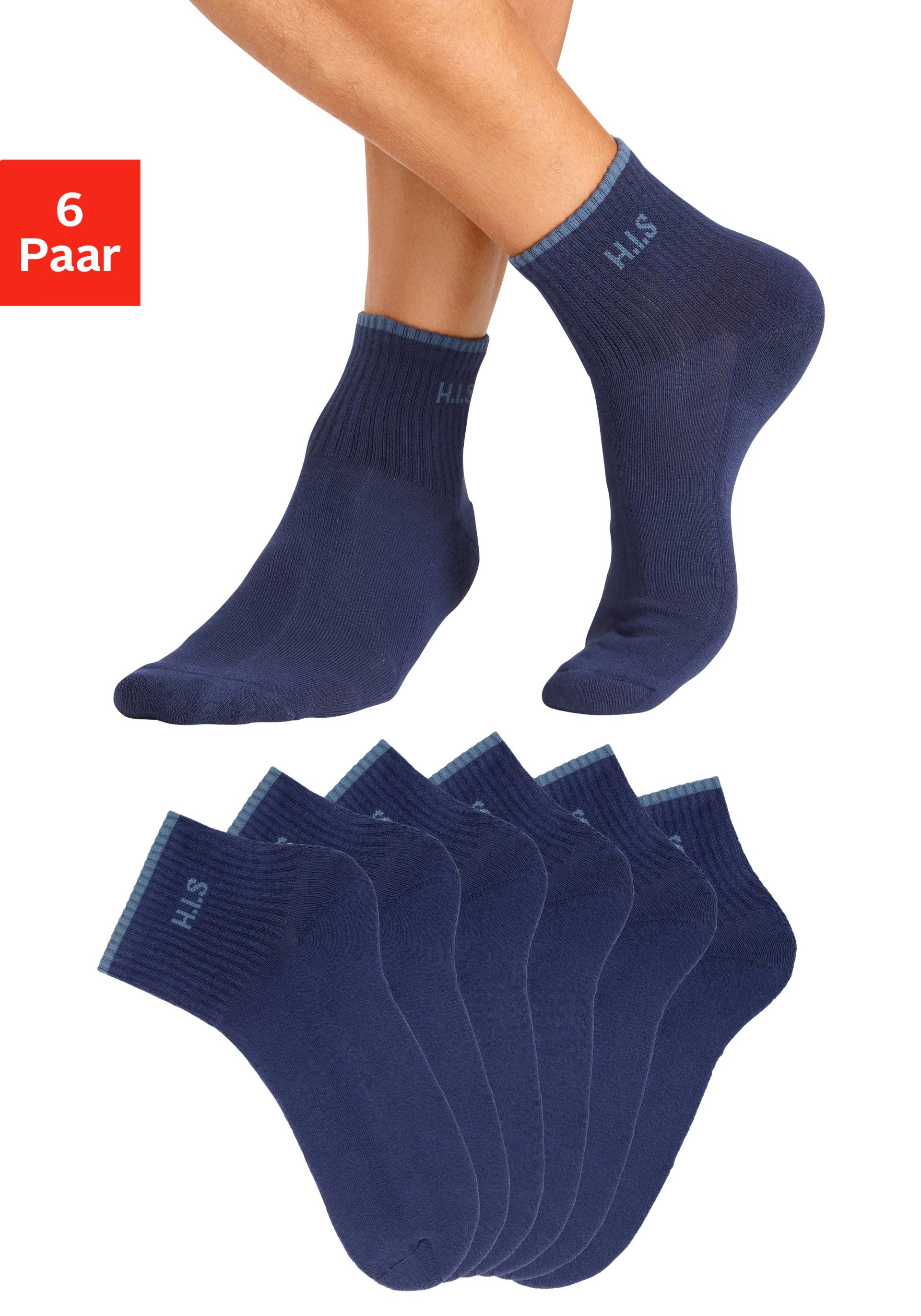 H.I.S Sportsocken, (Packung, 6 Paar), Kurzsocken mit Frottee & verstärkten Belastungszonen von H.I.S