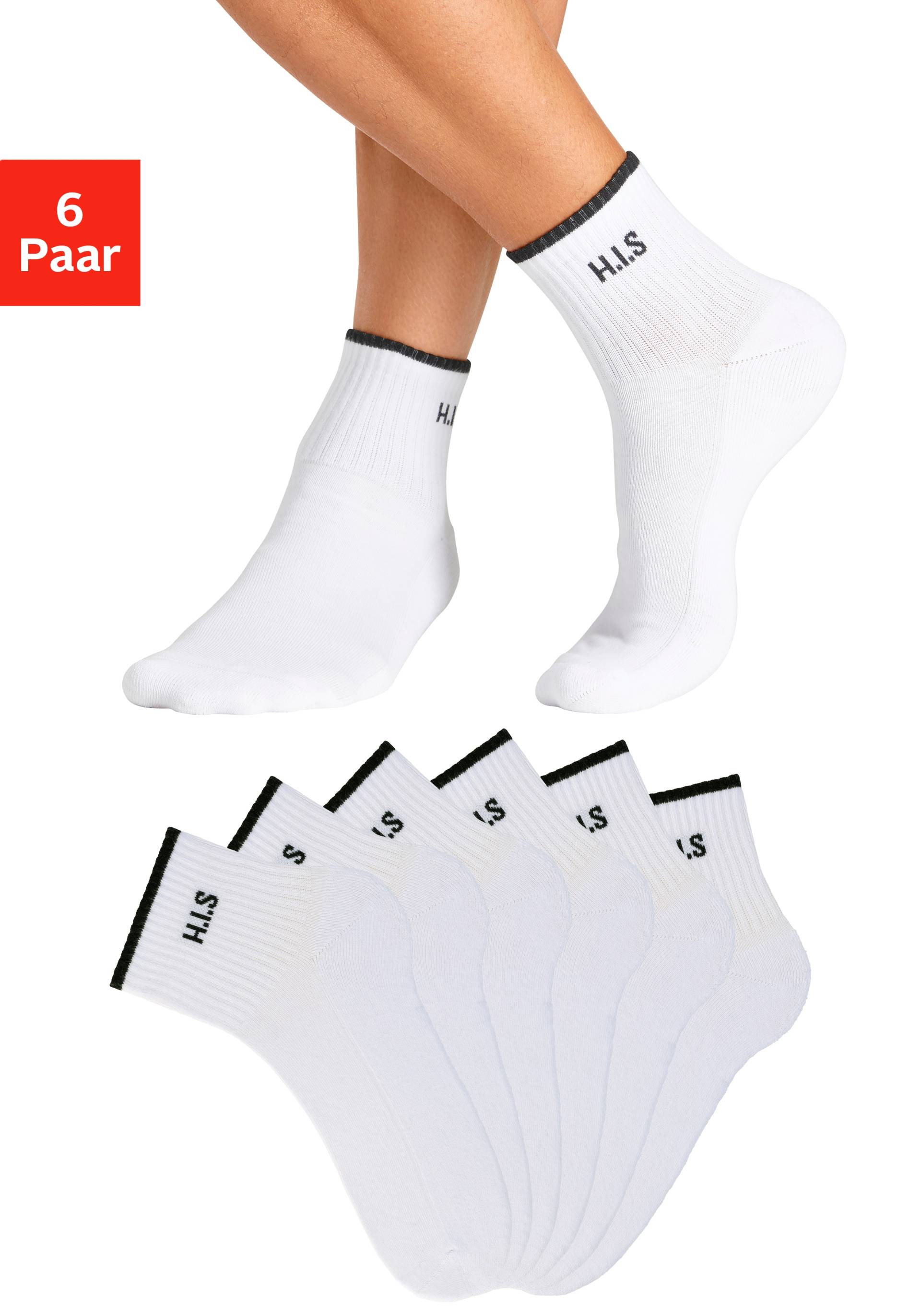 H.I.S Sportsocken, (Packung, 6 Paar), Kurzsocken mit Frottee & verstärkten Belastungszonen von H.I.S