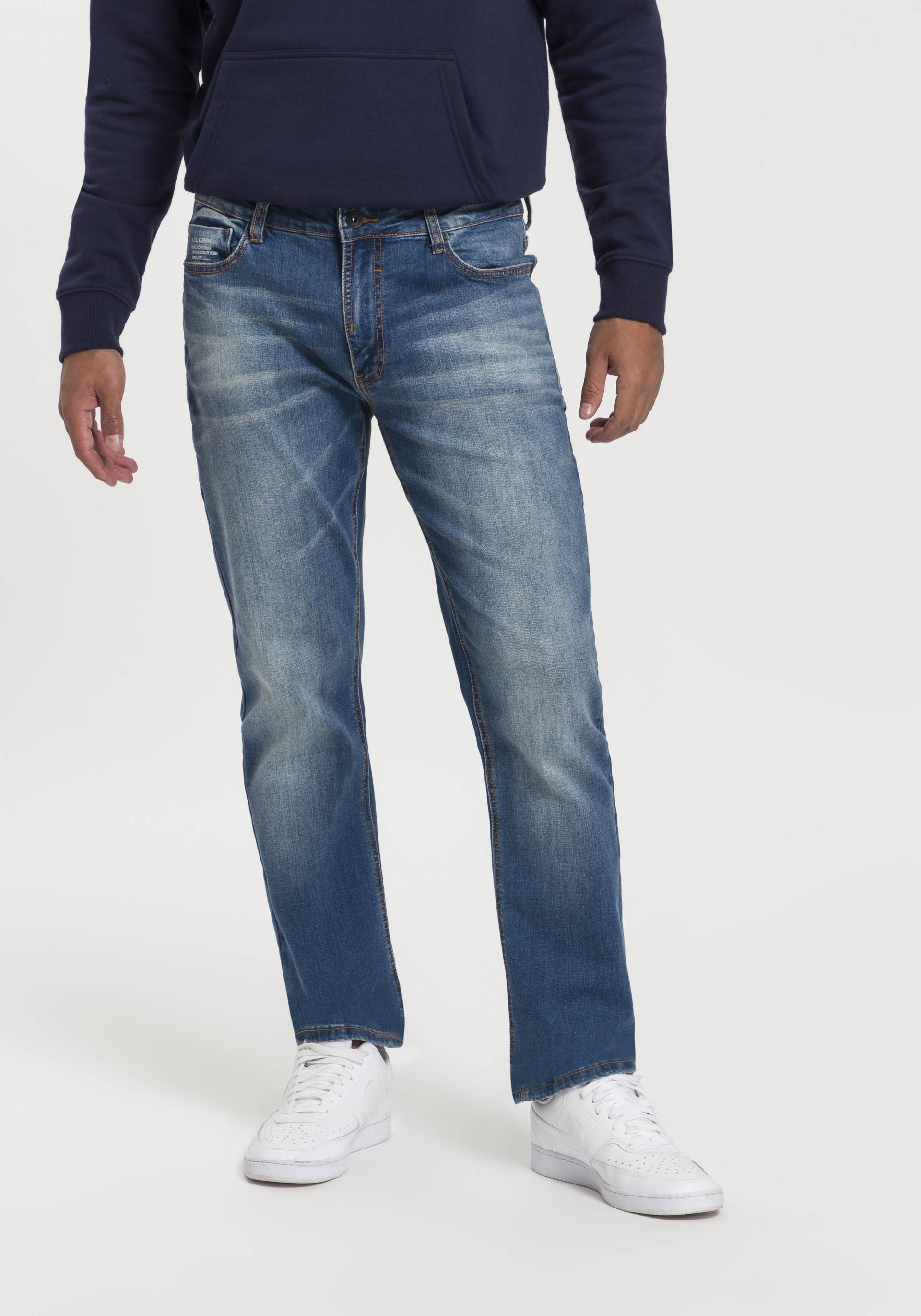 H.I.S Straight-Jeans »DIX«, gerade Beinform, niedrige Leibhöhe, Used-Waschung H.I.S Straight-Jeans »DIX«, gerade Beinform, niedrige Leibhöhe, Used-Waschung von H.I.S