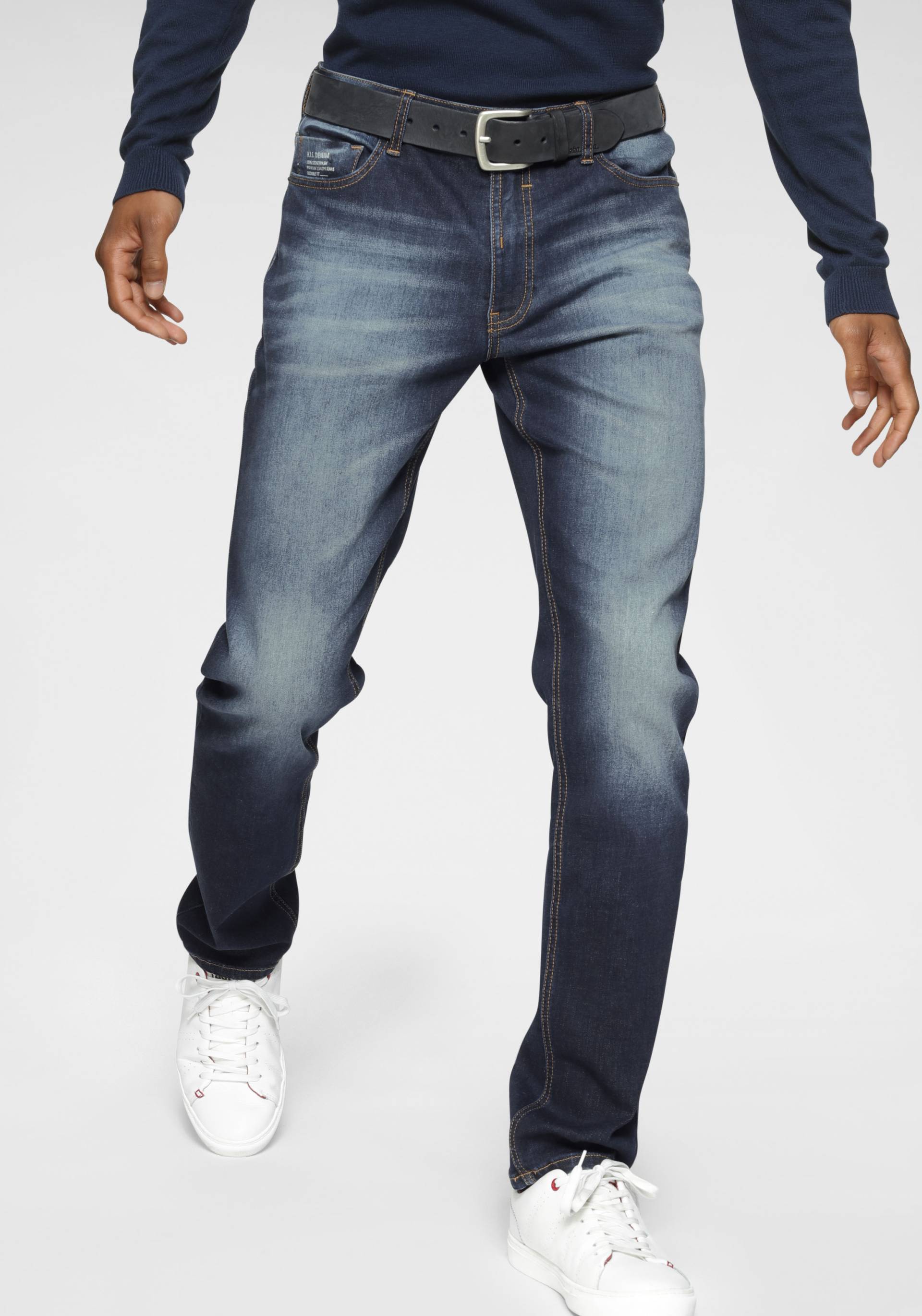 H.I.S Straight-Jeans »DIX«, gerade Beinform, niedrige Leibhöhe, Used-Waschung H.I.S Straight-Jeans »DIX«, gerade Beinform, niedrige Leibhöhe, Used-Waschung von H.I.S