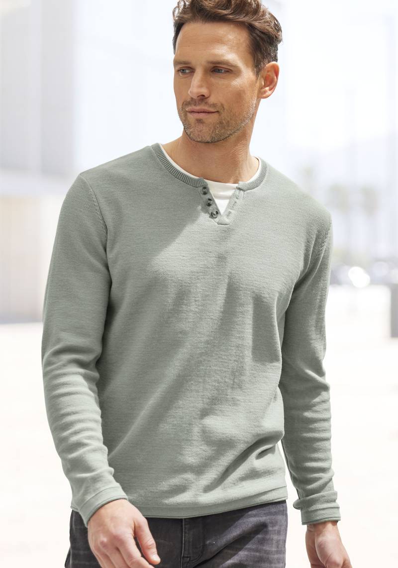 H.I.S Strickpullover, mit hochwertiger Halslochverarbeitung in double-layer Optik von H.I.S