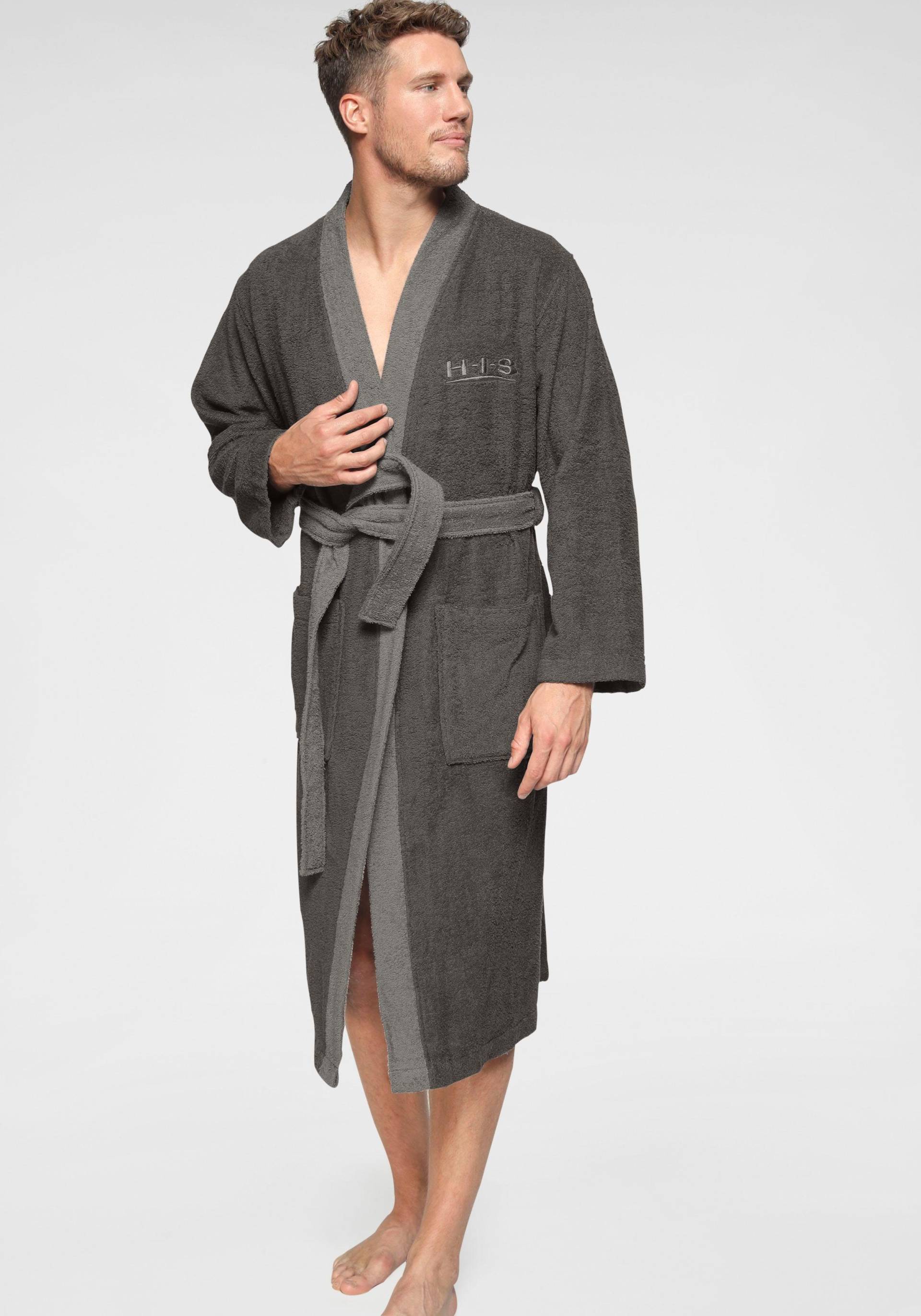 H.I.S Unisex-Bademantel »Hannes, ideal für Sauna & Spa, Hotelbademantel, Morgenmantel«, (1 St.), für Damen & Herren, lang, mit Taschen, S-3XL von H.I.S