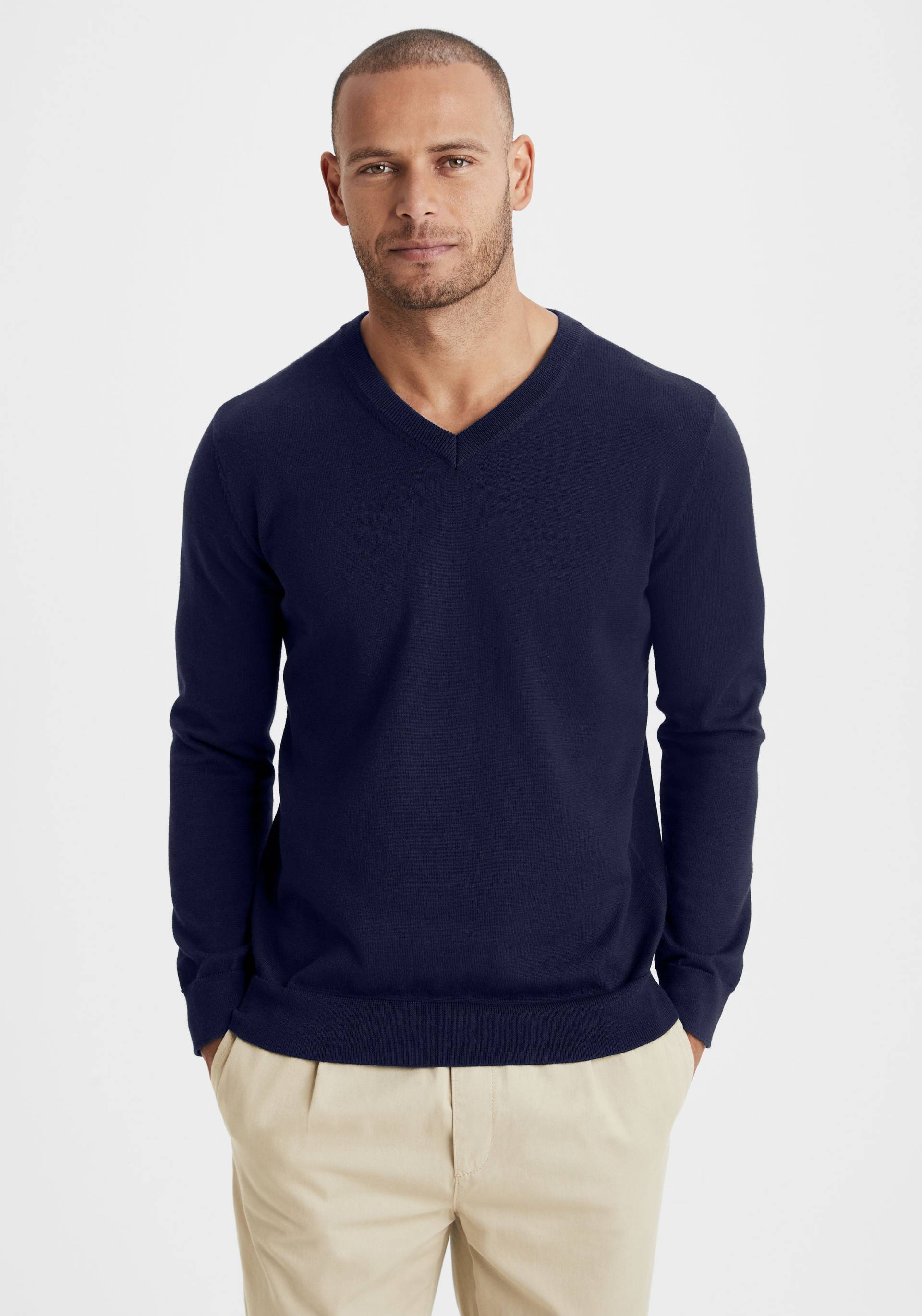 H.I.S Strickpullover, mit V-Ausschnitt, Pullover aus Feinstrick, Baumwollmischung H.I.S Strickpullover, mit V-Ausschnitt, Pullover aus Feinstrick, Baumwollmischung von H.I.S
