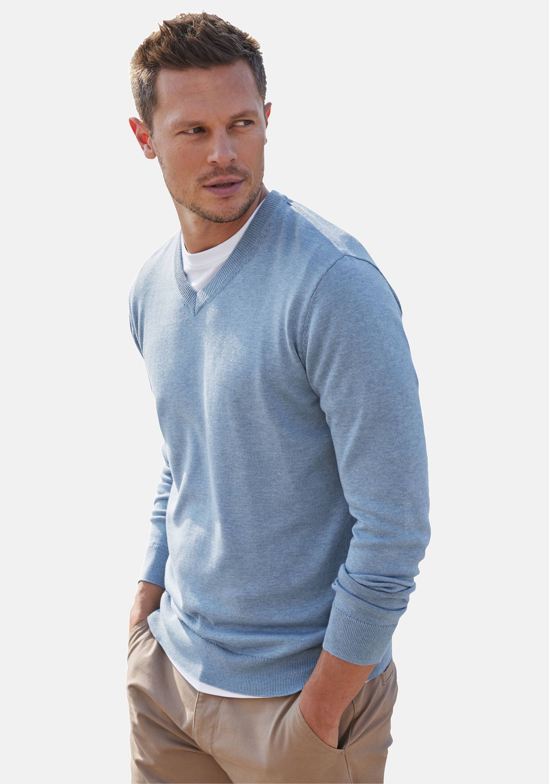 H.I.S Strickpullover, mit V-Ausschnitt, Pullover aus Feinstrick, Baumwollmischung H.I.S Strickpullover, mit V-Ausschnitt, Pullover aus Feinstrick, Baumwollmischung von H.I.S
