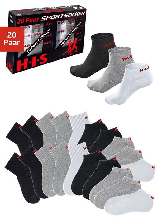 H.I.S Kurzsocken, (Set, 20 Paar), und Sneakersocken mit Frottee von H.I.S