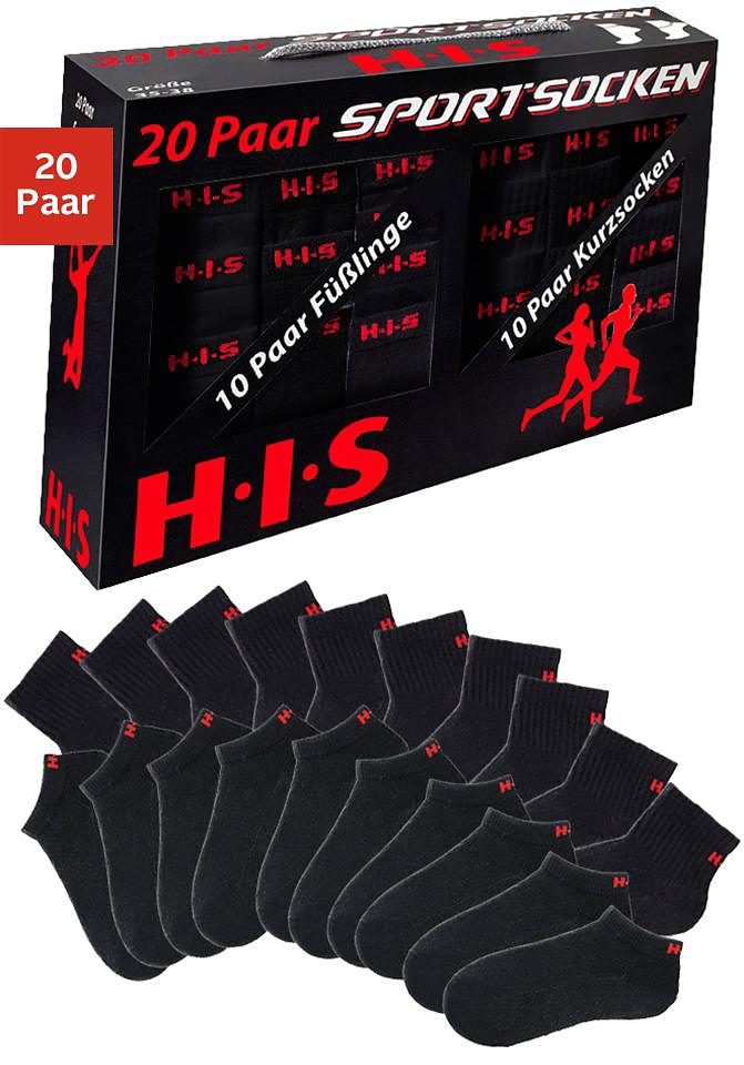 H.I.S Kurzsocken, (Set, 20 Paar), und Sneakersocken mit Frottee von H.I.S