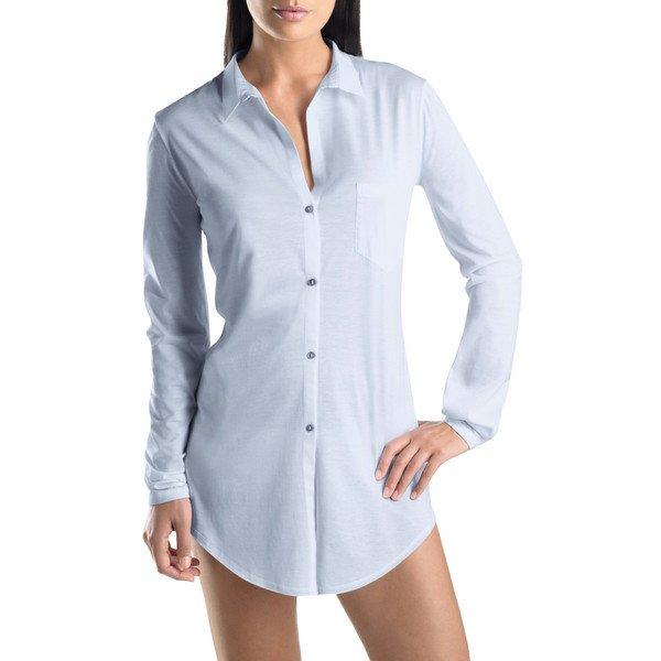 Hanro - Cotton Deluxe Nachthemd Langarm, für Damen, Hellblau, Größe L von Hanro