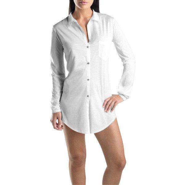 Hanro - Cotton Deluxe Nachthemd Langarm, für Damen, Weiss, Größe L von Hanro