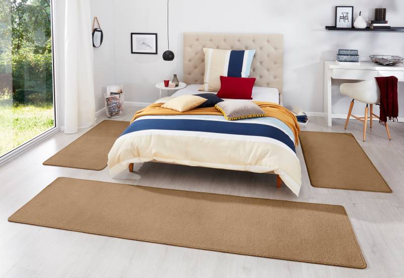 HANSE Home Bettumrandung »Fancy«, (3 tlg.), Unifarben, Bettvorleger, 3-teiliges Läufer-Set fürs Schlafzimmer von HANSE Home