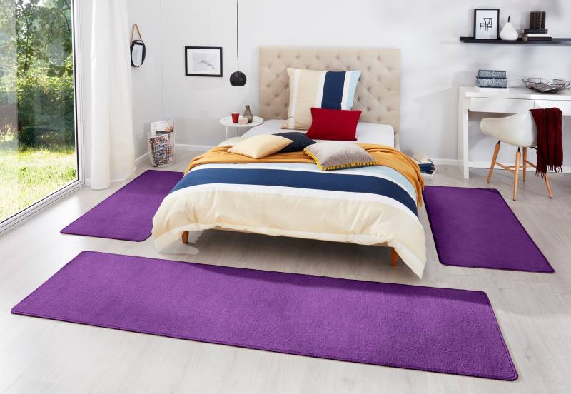 HANSE Home Bettumrandung »Fancy«, (3 tlg.), Unifarben, Bettvorleger, 3-teiliges Läufer-Set fürs Schlafzimmer von HANSE Home