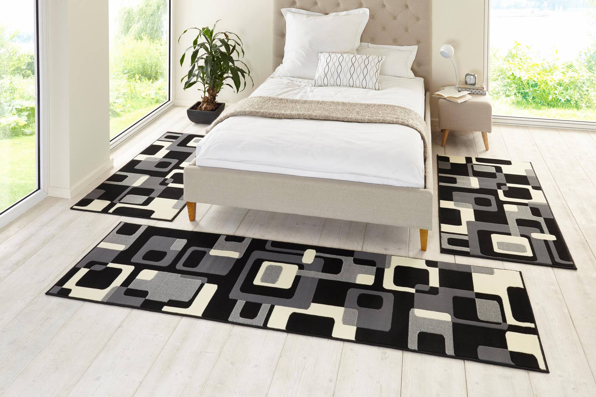 HANSE Home Bettumrandung »Retro«, (3 tlg.), Kurzflor, Grafisches Muster, Gekettelt, Robust, Pflegeleicht HANSE Home Bettumrandung »Retro«, (3 tlg.), Kurzflor, Grafisches Muster, Gekettelt, Robust, Pflegeleicht von HANSE Home