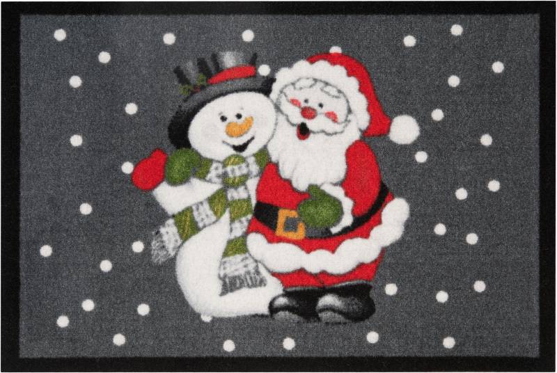 HANSE Home Fussmatte »Santa Snowman«, rechteckig, 7 mm Höhe, In- & Outdoor, Rutschfest, Schriftzug, Waschbar, Festlich, Flur von HANSE Home