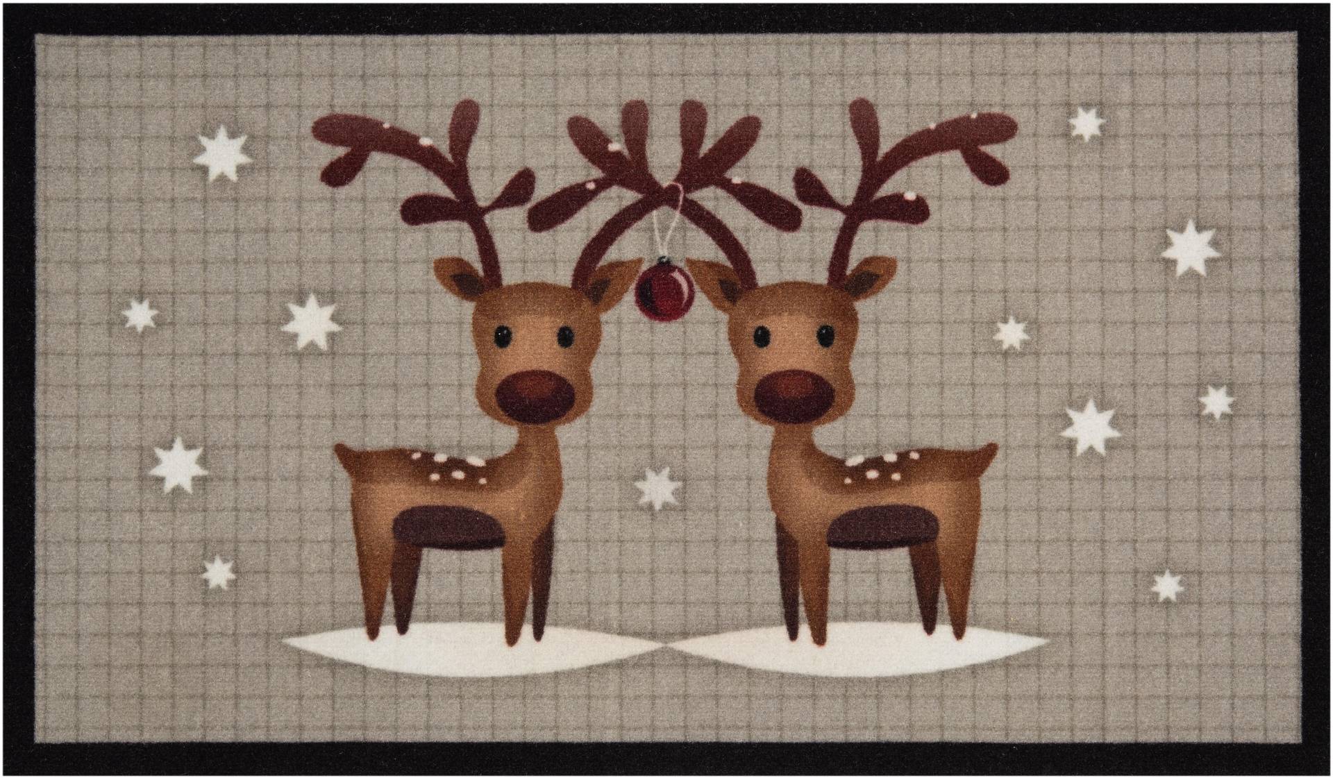 HANSE Home Fussmatte »Two Reindeers«, rechteckig, Tier Motiv, Robust, Rutschfest, Weihnachten, Waschbar, Rentiere von HANSE Home