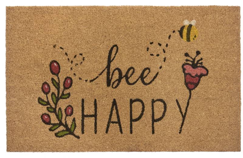 HANSE Home Fussmatte »Bee Happy«, rechteckig, 15 mm Höhe, Kokos, Schmutzfangmatte, Outdoor, Rutschfest, Innen, Kokosmatte, Flur von HANSE Home