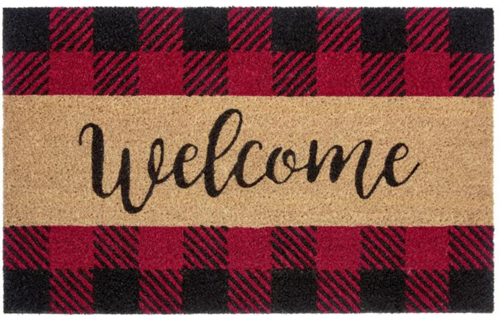 HANSE Home Fussmatte »Kokos Welcome Plaid Schwarz Rot«, rechteckig, 15 mm Höhe, Kokos, Schmutzfangmatte, Outdoor, Rutschfest, Innen, Kokosmatte, Flur von HANSE Home