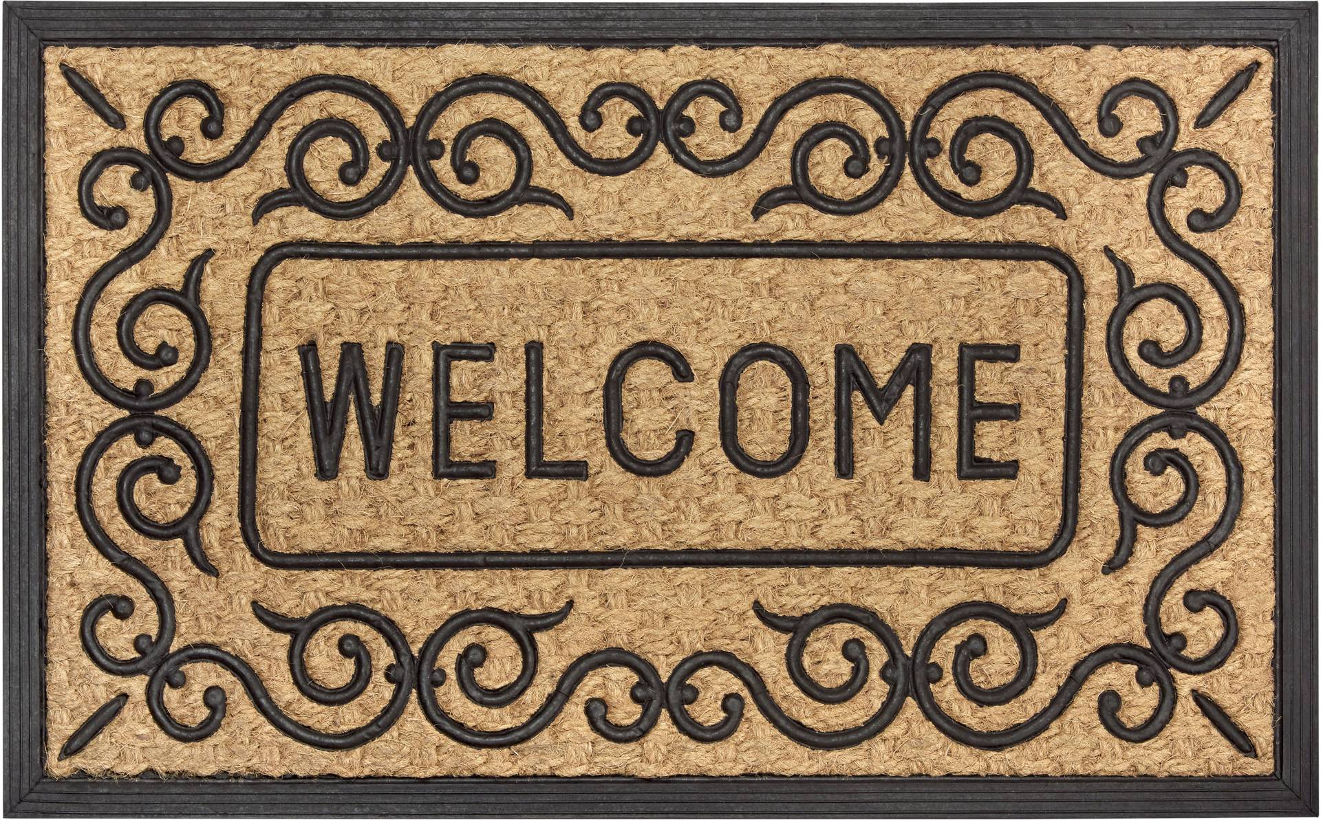 HANSE Home Fussmatte »Mix Mats Gummi-Kokos Welcome Floral Border«, rechteckig, Kokos, Gummi, Schmutzfangmatte, Outdoor, Rutschfest, Innen, Kokosmatte von HANSE Home