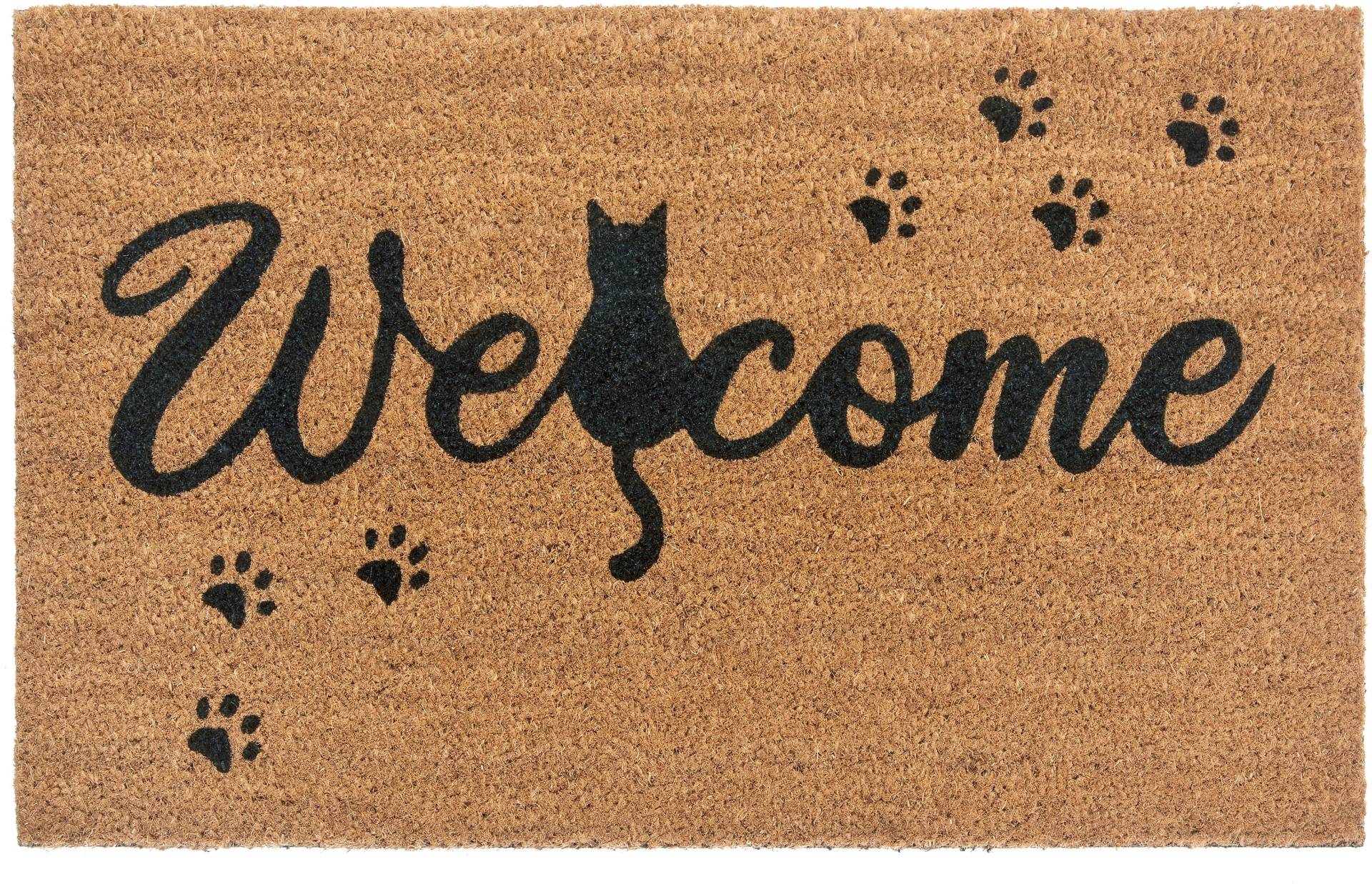 HANSE Home Fussmatte »Mix Mats Kokos Cat Paws Welcome«, rechteckig, 15 mm Höhe, Kokos, Schmutzfangmatte, Outdoor, Rutschfest, Innen, Kokosmatte, Flur von HANSE Home