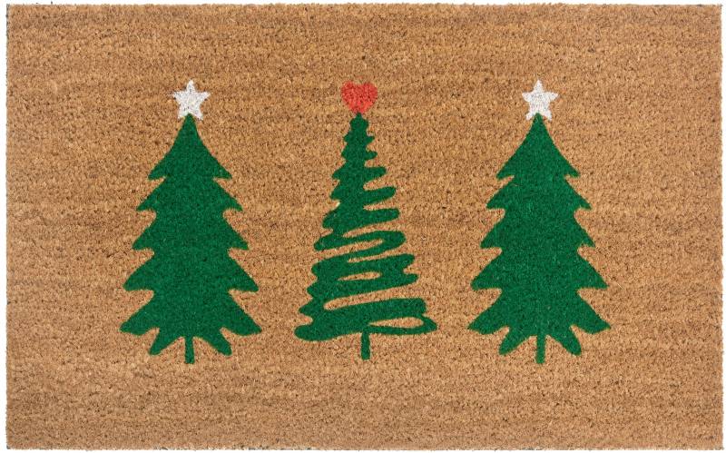 HANSE Home Fussmatte »Mix Mats Kokos Decorated Pine Trees«, rechteckig, 15 mm Höhe, Weihnachten, Schmutzfangmatte, Outdoor, Rutschfest, Innen, Kokosmatte von HANSE Home