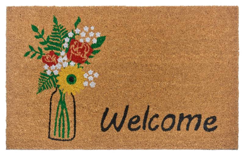 HANSE Home Fussmatte »Welcome & Flowers«, rechteckig, 15 mm Höhe, Kokos, Schmutzfangmatte, Outdoor, Rutschfest, Innen, Kokosmatte, Flur von HANSE Home