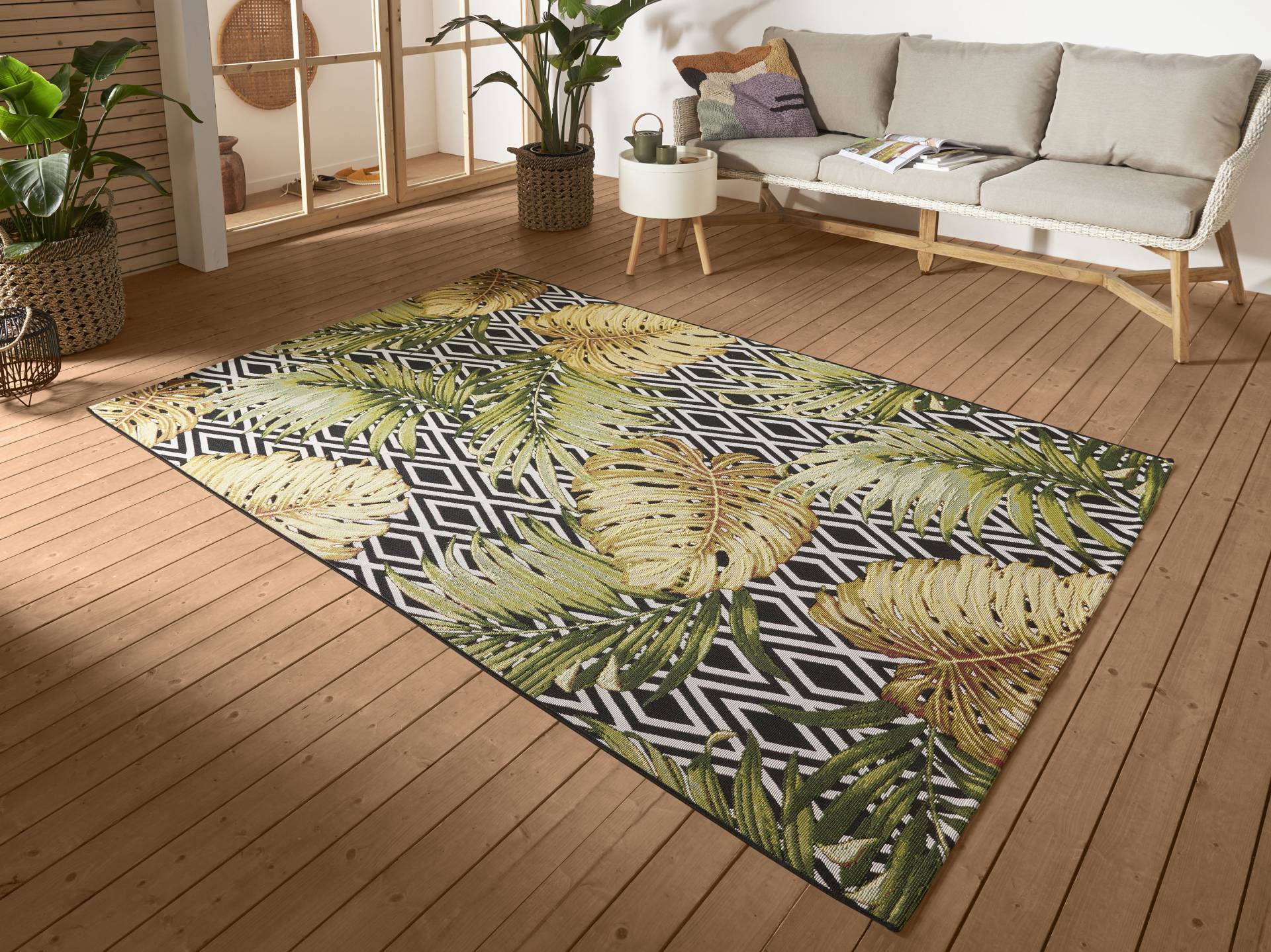 HANSE Home Outdoorteppich »Diamonds and Leaves«, rechteckig, 3 mm Höhe, In-& Outdoor, Teppich, Wetterfest, Balkon, Garten, Wohnzimmer, Floral HANSE Home Outdoorteppich »Diamonds and Leaves«, rechteckig, 3 mm Höhe, In-& Outdoor, Teppich, Wetterfest, Balkon, Garten, Wohnzimmer, Floral von HANSE Home