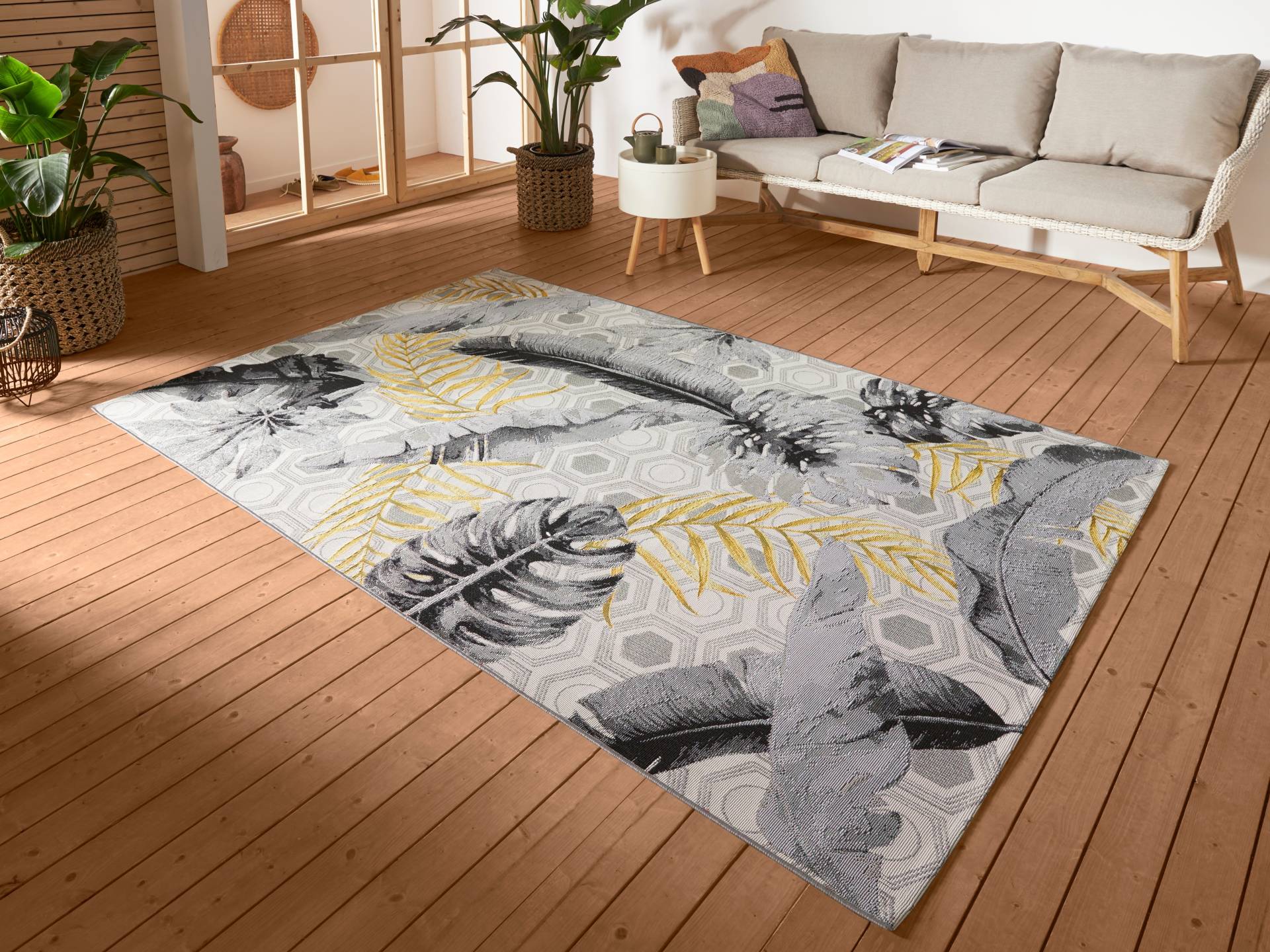 HANSE Home Outdoorteppich »Gold Leaves«, rechteckig, 3 mm Höhe, In-& Outdoor, Teppich, Wetterfest, Balkon, Garten, Wohnzimmer, Floral HANSE Home Outdoorteppich »Gold Leaves«, rechteckig, 3 mm Höhe, In-& Outdoor, Teppich, Wetterfest, Balkon, Garten, Wohnzimmer, Floral von HANSE Home