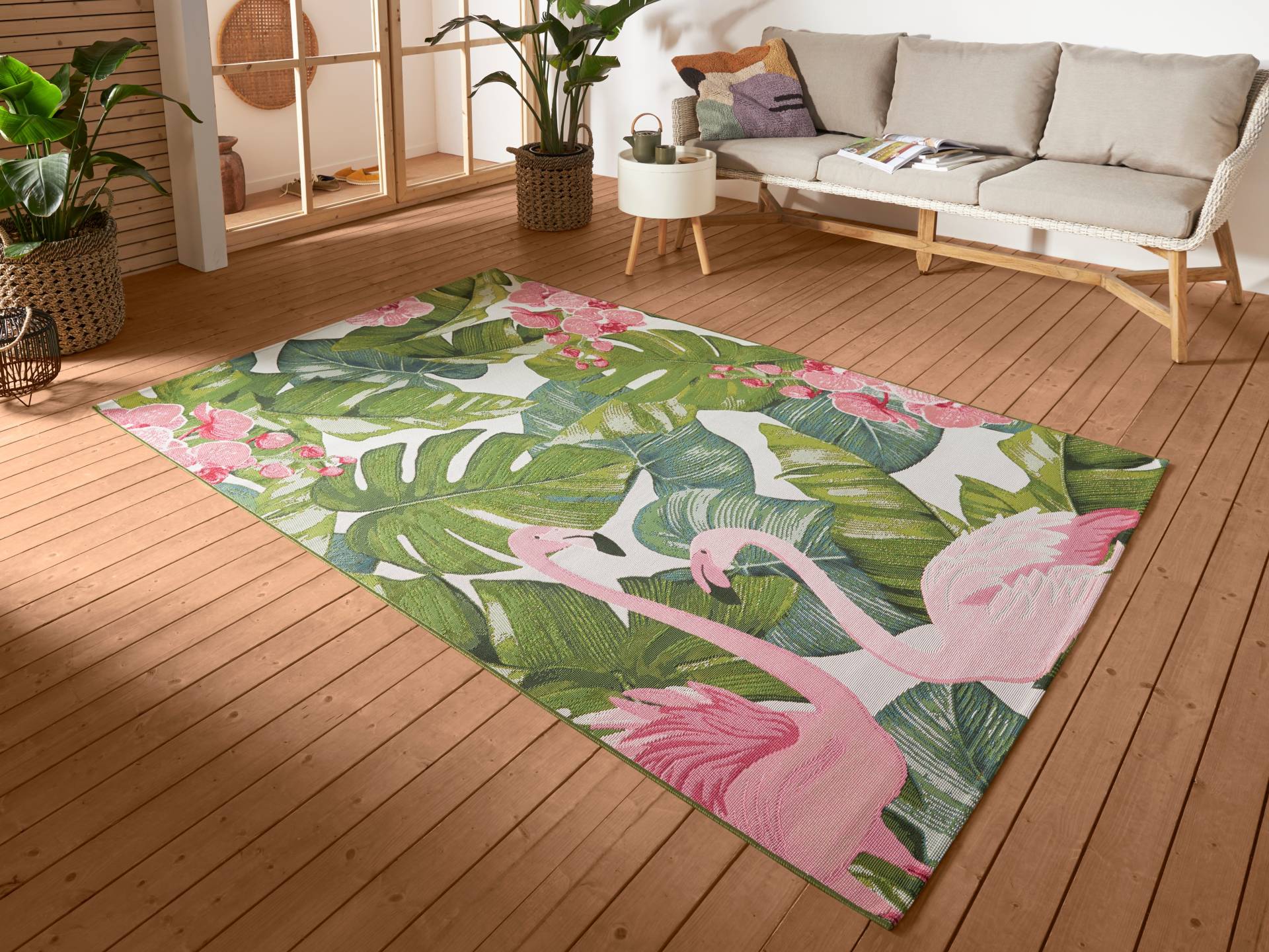 HANSE Home Outdoorteppich »Tropical Flamingo«, rechteckig, In-& Outdoor, Teppich, Wetterfest, Balkon, Garten, Wohnzimmer, Floral von HANSE Home