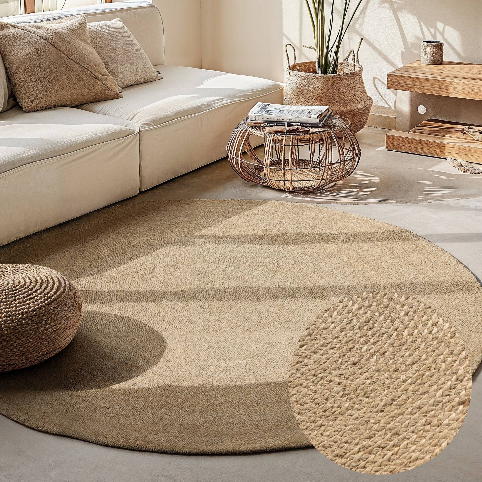HANSE Home Teppich »Rangpur Juteteppich«, rund, 10 mm Höhe, Handgewebt, Jute, Natur, Wohnzimmer, Flur, Klassisch, Boho, Skandi HANSE Home Teppich »Rangpur Juteteppich«, rund, 10 mm Höhe, Handgewebt, Jute, Natur, Wohnzimmer, Flur, Klassisch, Boho, Skandi von HANSE Home