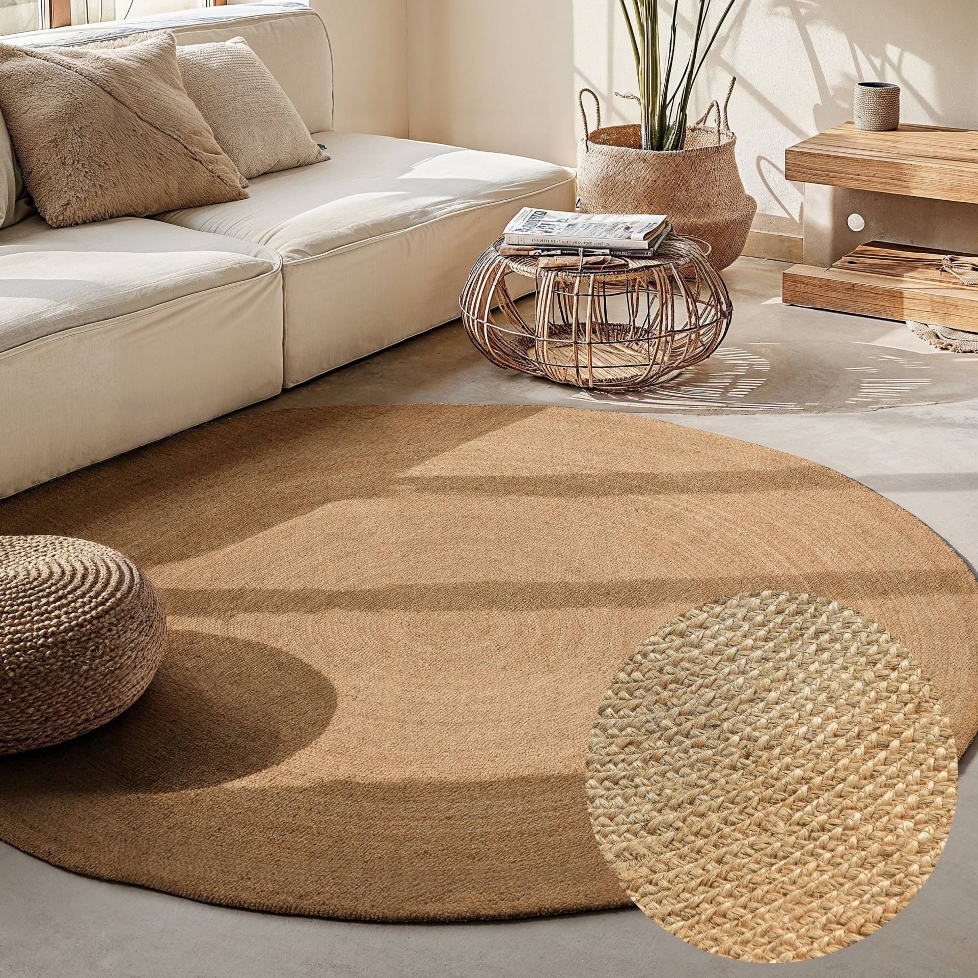 HANSE Home Teppich »Rangpur Jute«, rund, Handgewebt, Jute, Natur, Wohnzimmer, Flur, Klassisch, Boho, Skandi von HANSE Home