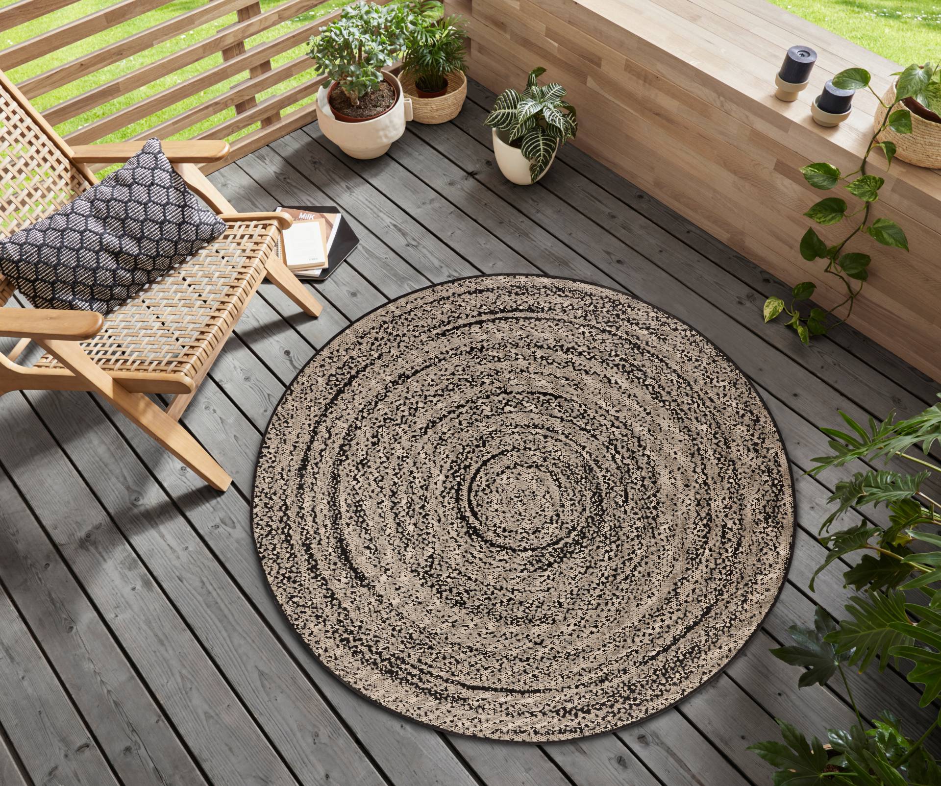 HANSE Home Teppich »Swirl«, rund, 3 mm Höhe, In und Outdoor, Flachgewebe, wetterfest, pflegeleicht, robust von HANSE Home