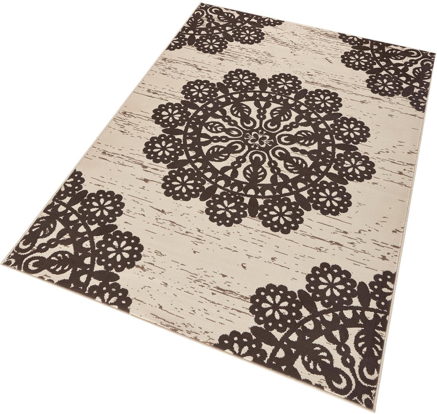 HANSE Home Teppich »Lace«, rechteckig, Kurzflor, Florales Motiv, ringsum gekettelt, Mandala von HANSE Home