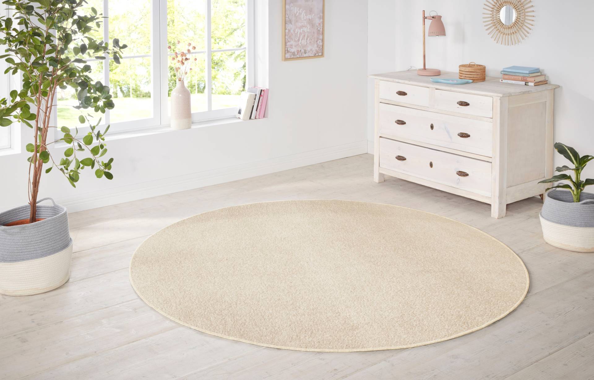 HANSE Home Teppich »Shashi«, rund, 8,5 mm Höhe, Kurzflor, Unifarben, Teppich, Weich, Esszimmer, Kinderzimmer, Flur von HANSE Home