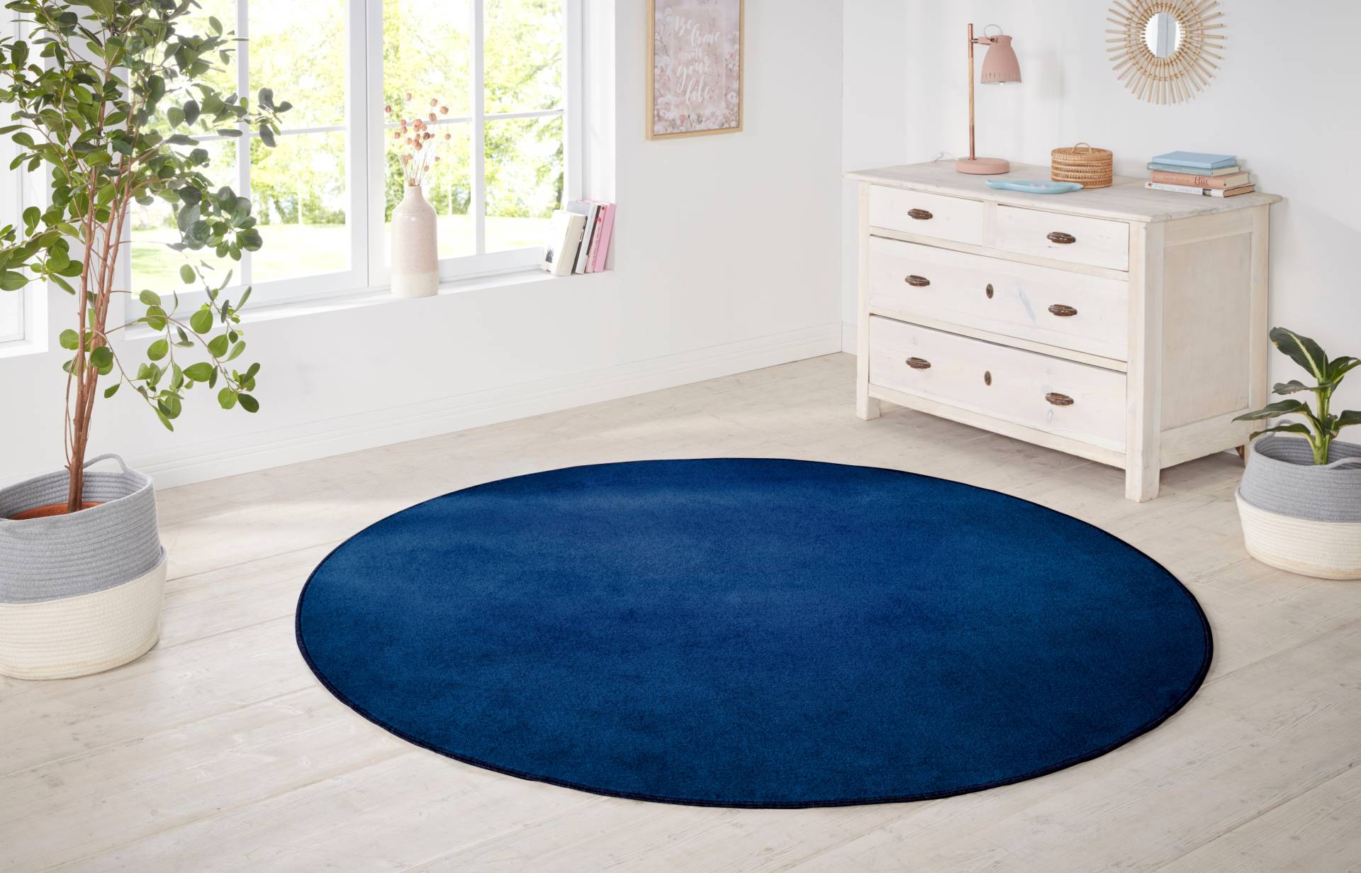 HANSE Home Teppich »Shashi«, rund, 8,5 mm Höhe, Kurzflor, Unifarben, Teppich, Weich, Esszimmer, Kinderzimmer, Flur von HANSE Home