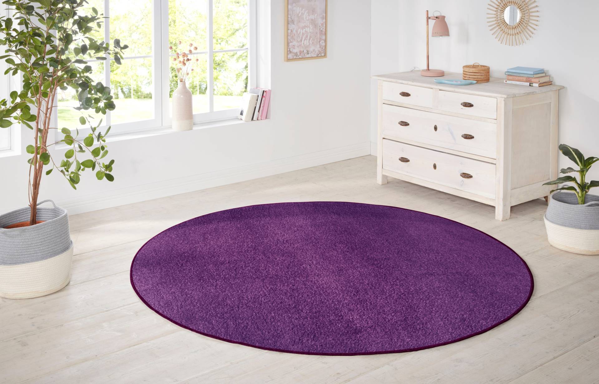 HANSE Home Teppich »Shashi«, rund, 8,5 mm Höhe, Kurzflor, Unifarben, Teppich, Weich, Esszimmer, Kinderzimmer, Flur von HANSE Home