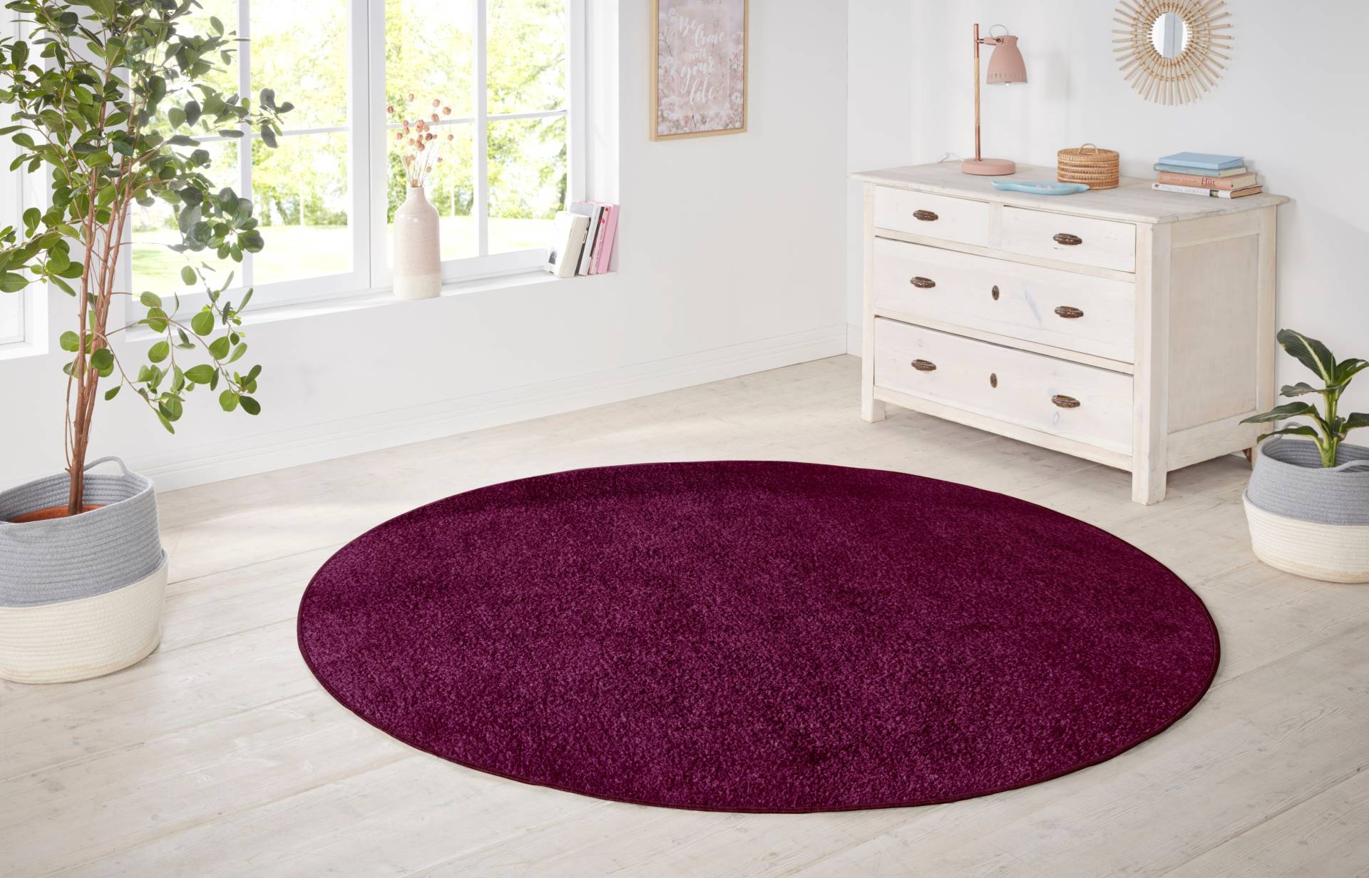 HANSE Home Teppich »Shashi«, rund, 8,5 mm Höhe, Kurzflor, Unifarben, Teppich, Weich, Esszimmer, Kinderzimmer, Flur von HANSE Home