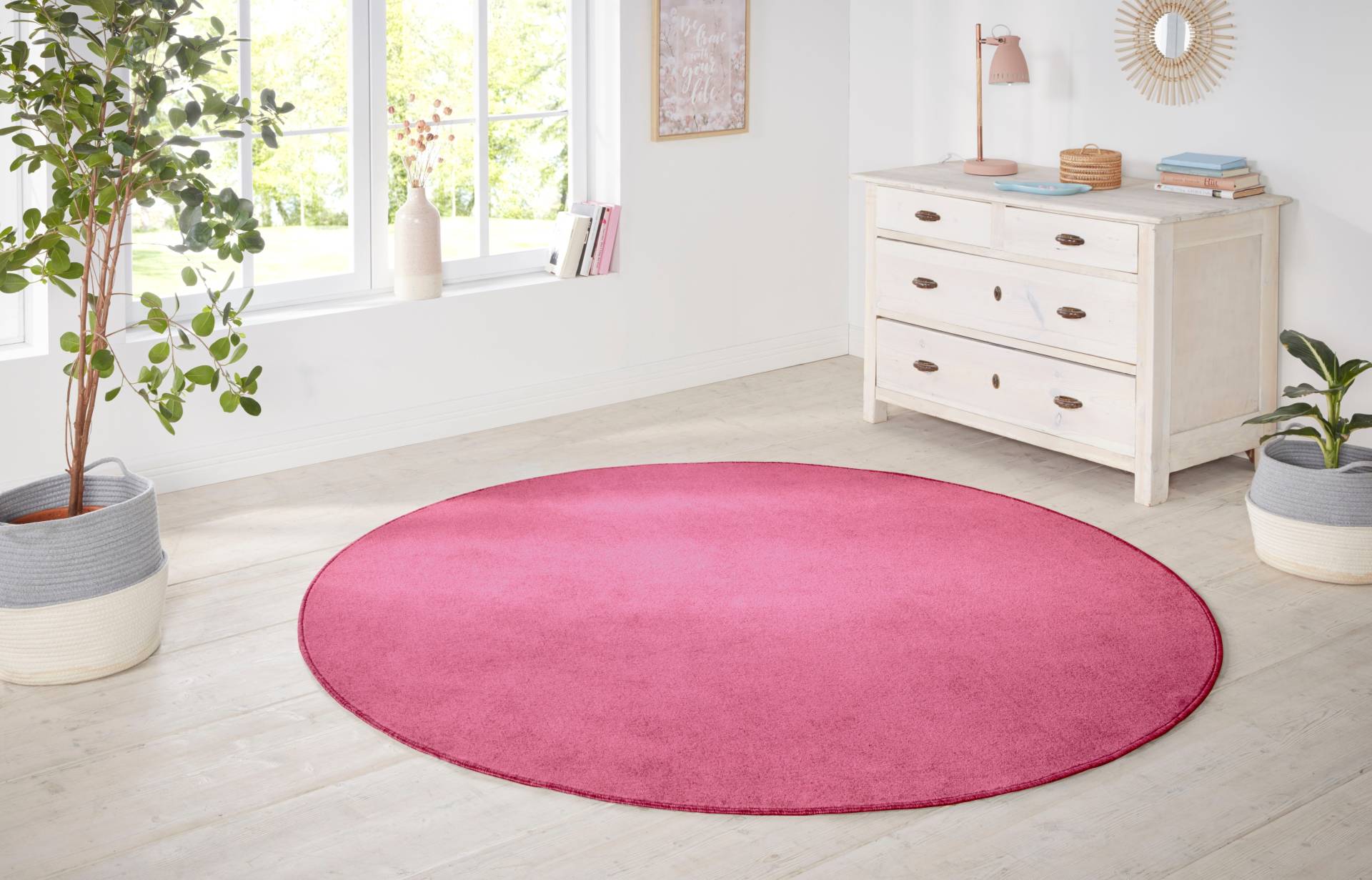 HANSE Home Teppich »Shashi«, rund, 8,5 mm Höhe, Kurzflor, Unifarben, Teppich, Weich, Esszimmer, Kinderzimmer, Flur von HANSE Home